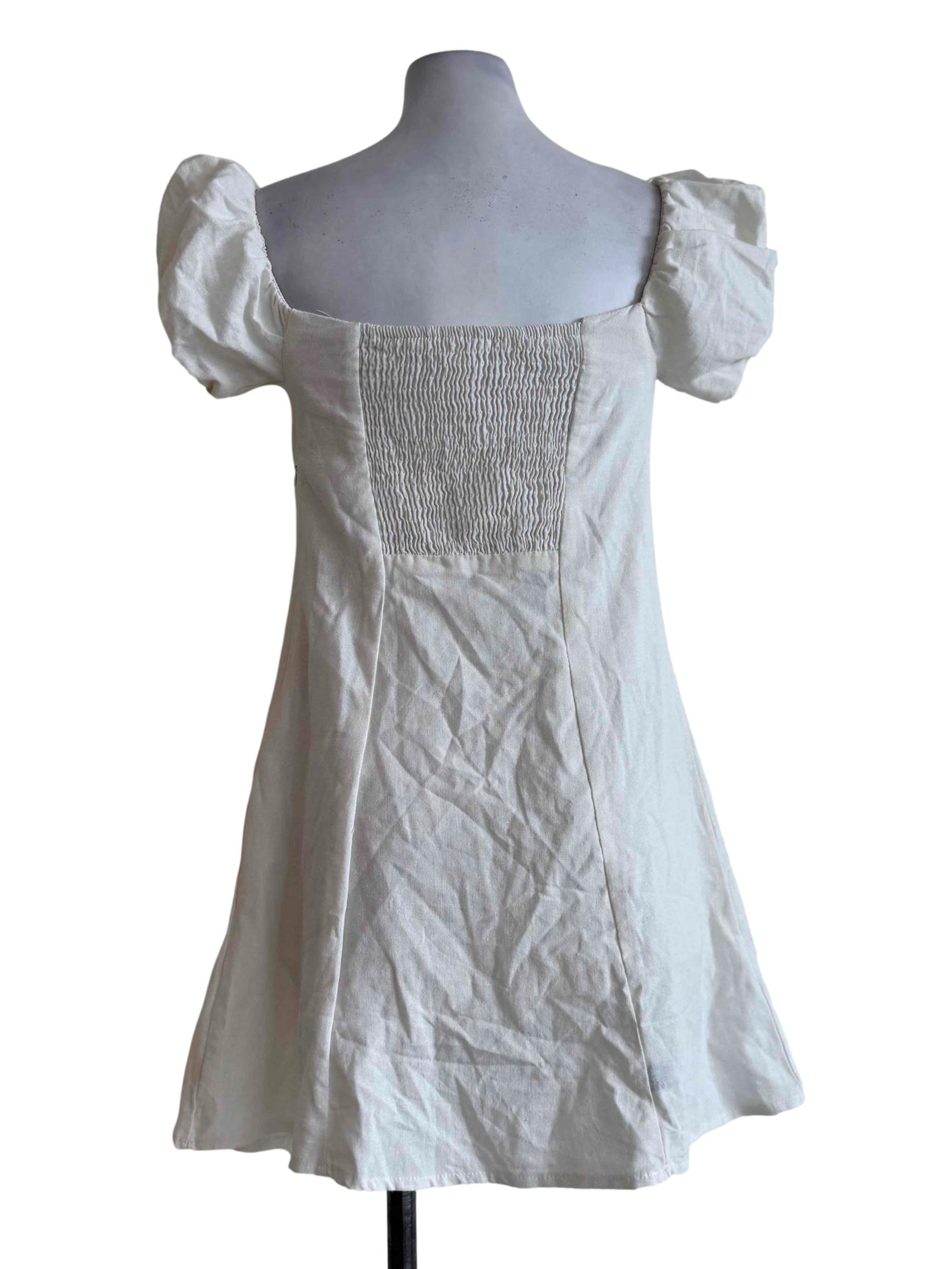 Cotton White Balloon Sleeve Dress