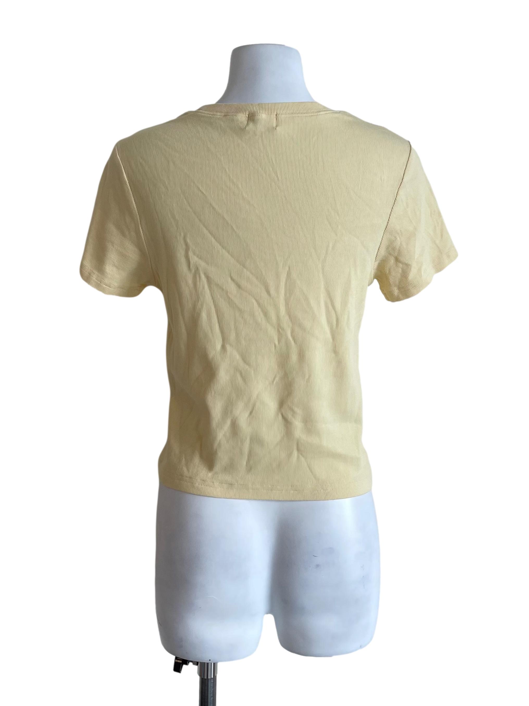 Banana Yellow Round Neck Knit Tee
