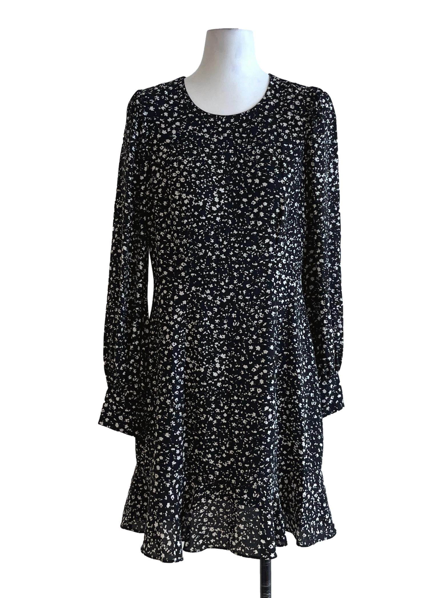 Black Abstract Empire Dress