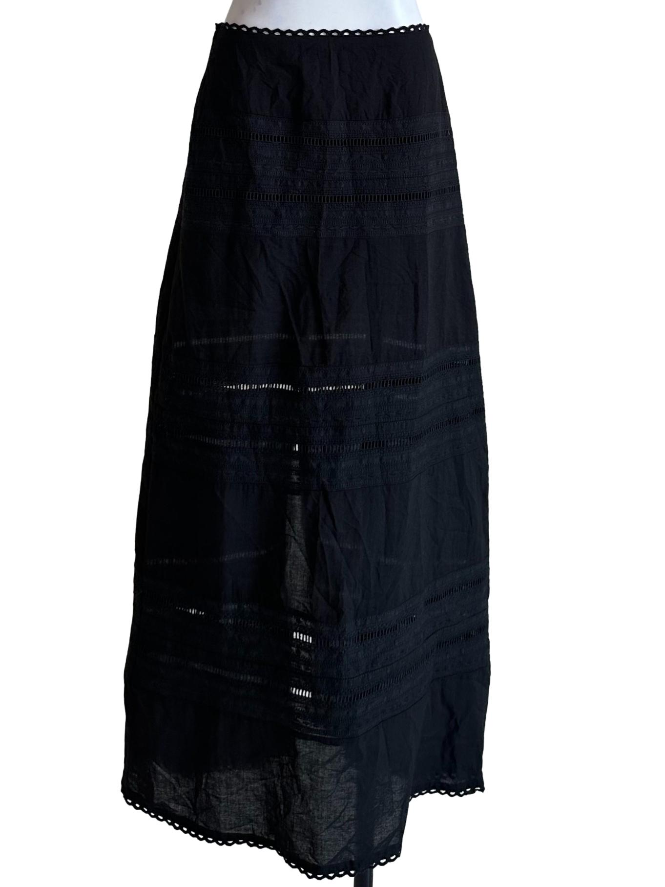 Ink Black Embroidery Pattern Skirt