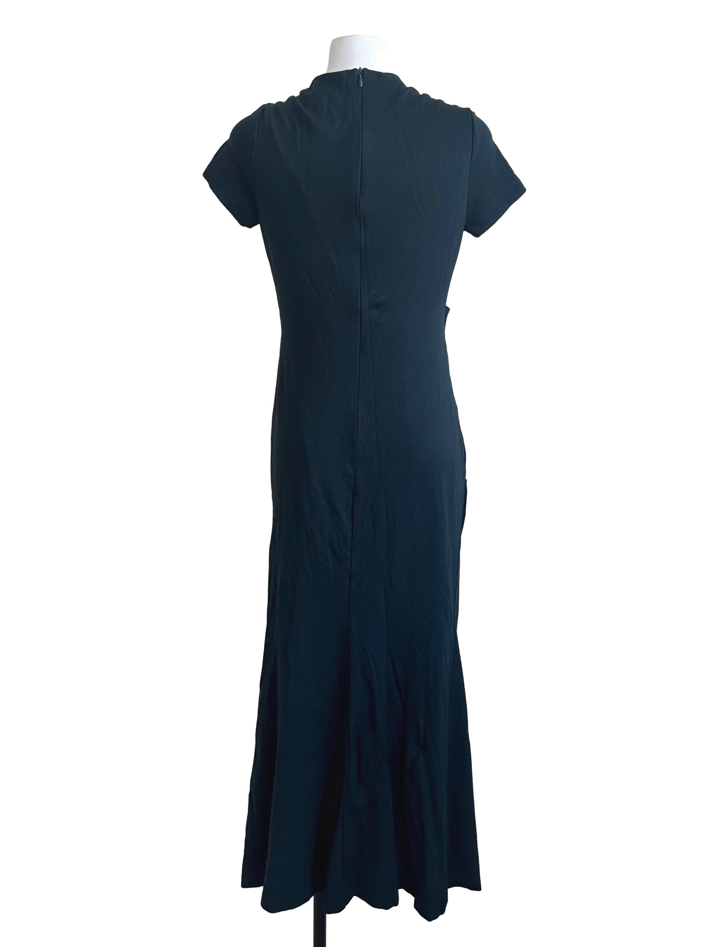 Dark Green Square Neck Drape Dress