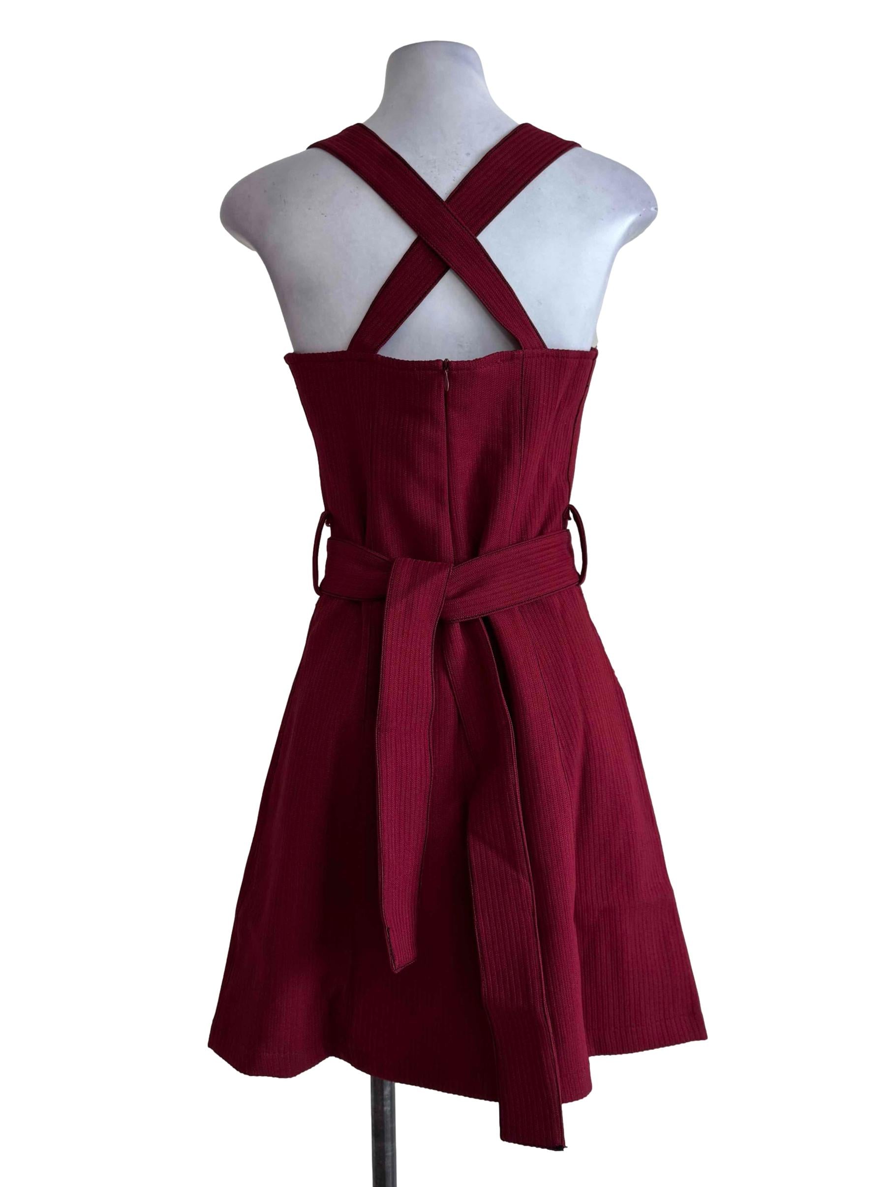 Textured Garnet Red Mini Dress