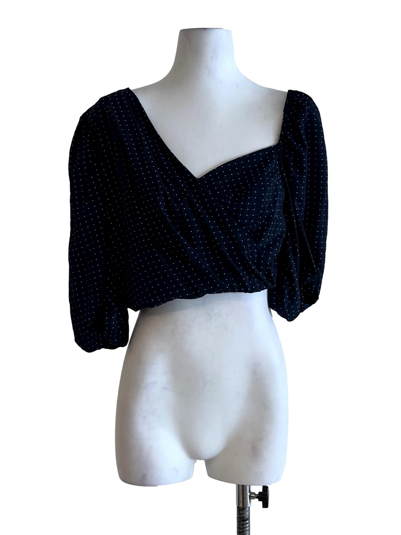 Navy Blue Graph Check Blouse