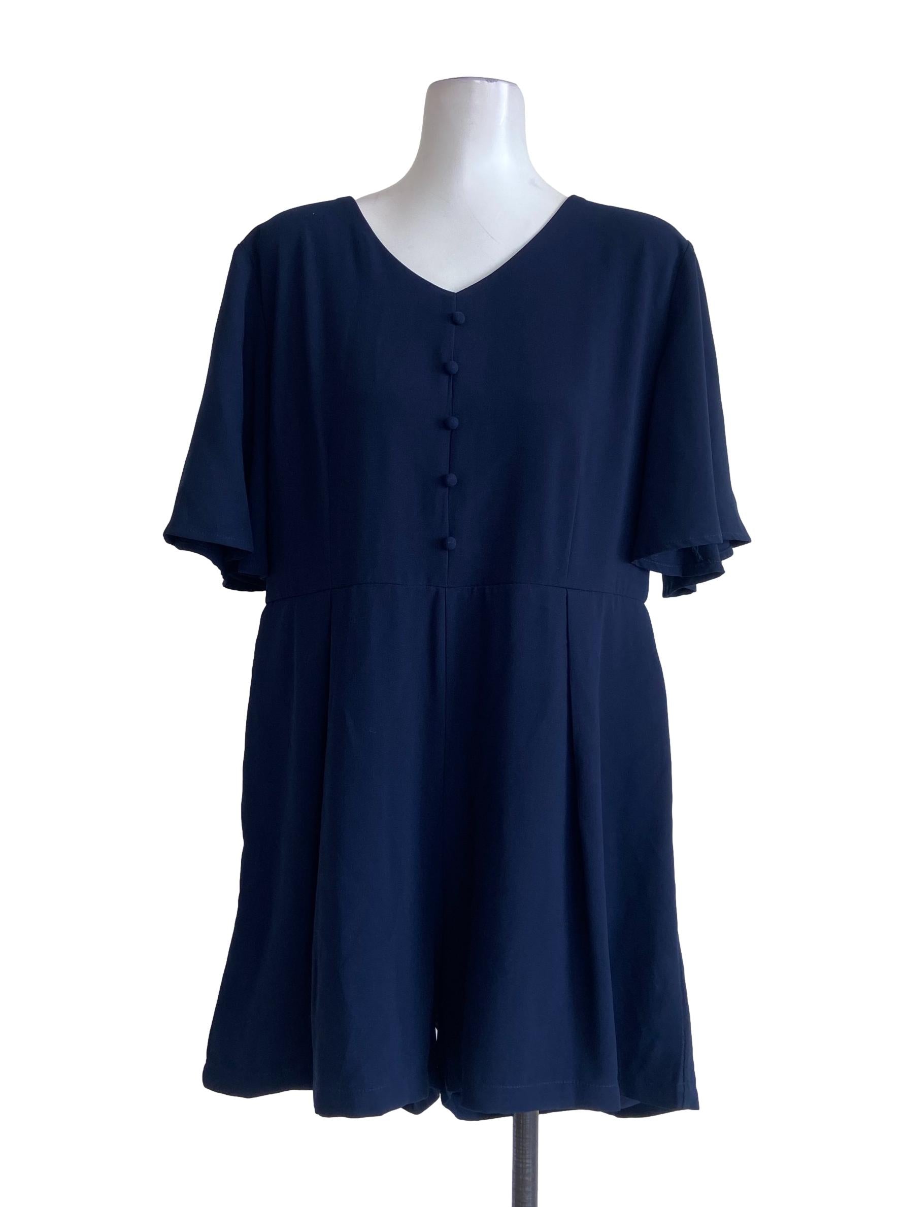 Navy Blue V Neck Rompers