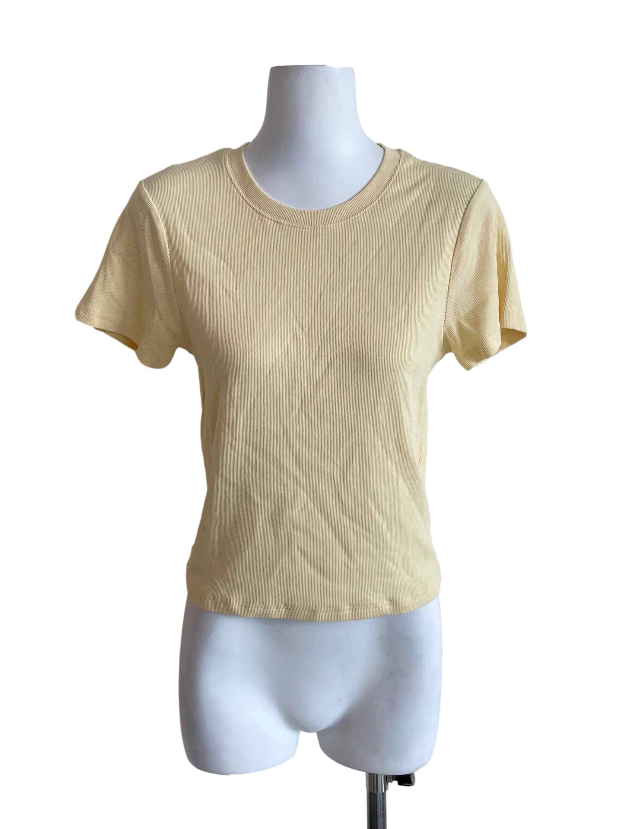 Banana Yellow Round Neck Knit Tee