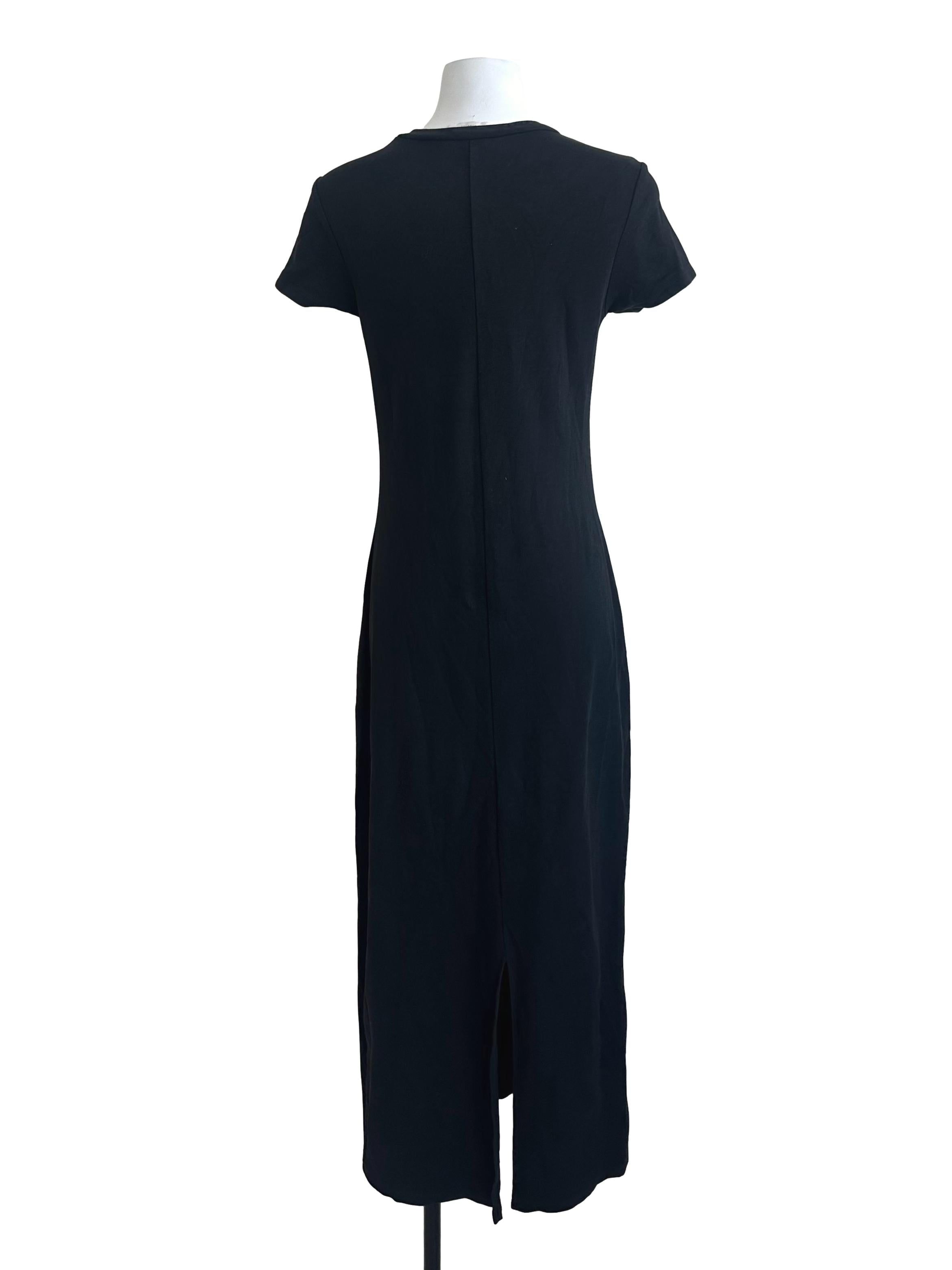 Onyx Black Round Neck Slit Tee Dress
