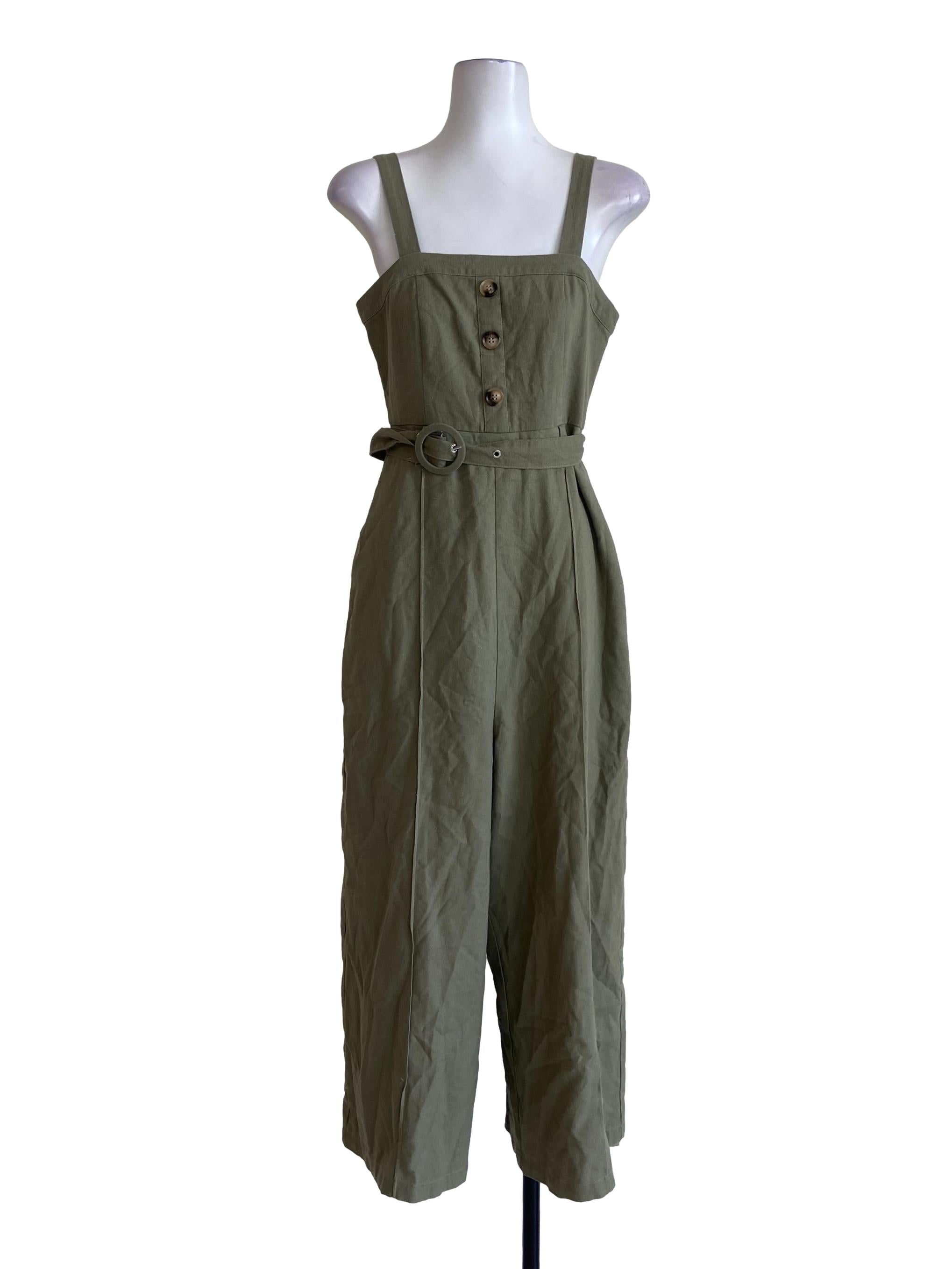 Sage Green Sleeveless Long Jumpsuits
