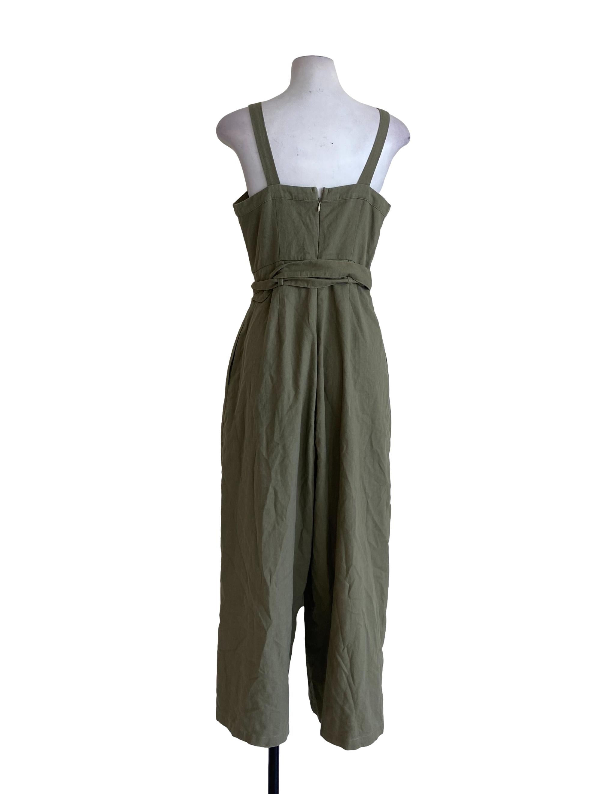 Sage Green Sleeveless Long Jumpsuits