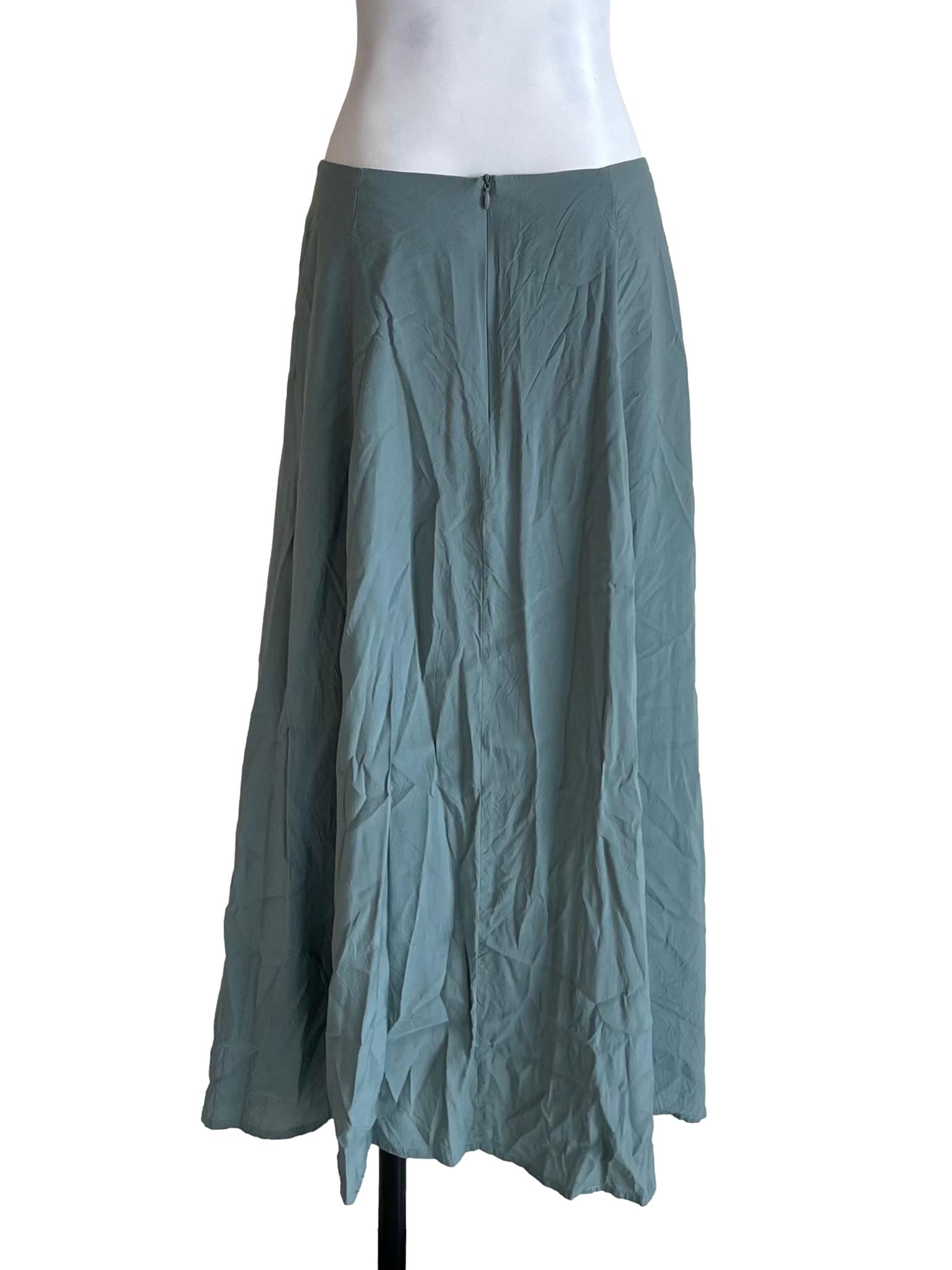 Dusty Teal A-Line Long Skirt