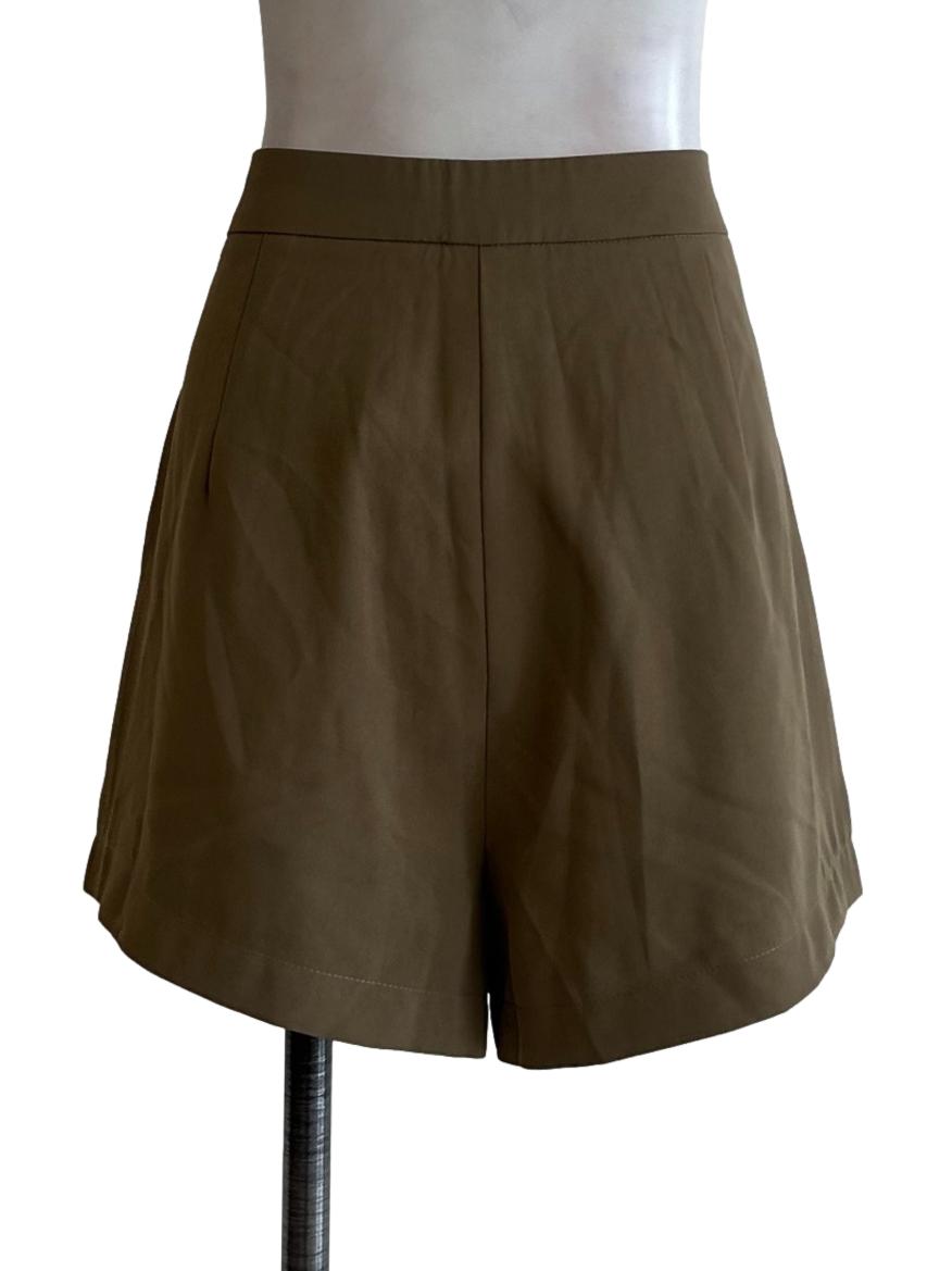 Brown Plain Pleat Short