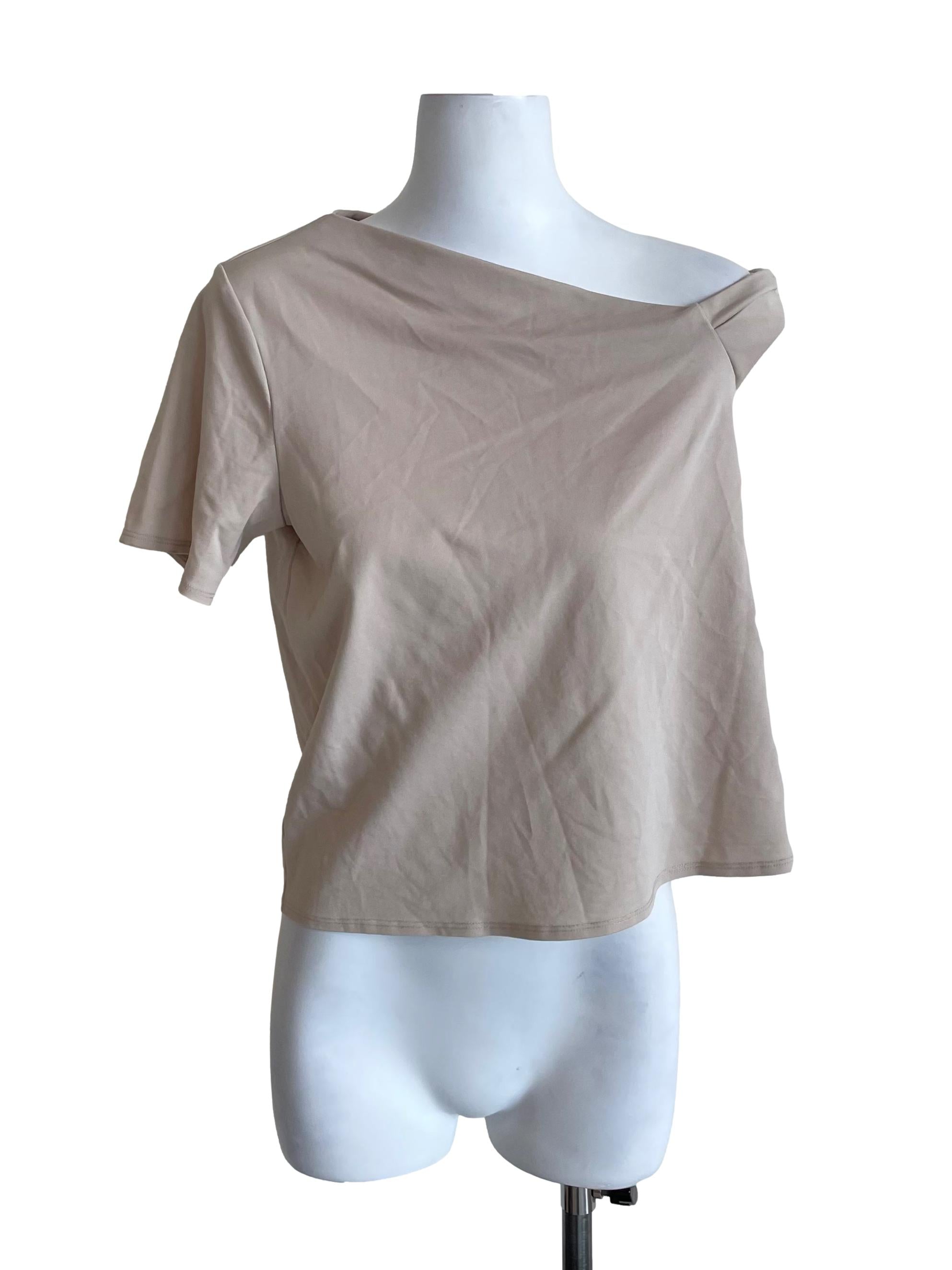 Light Beige Asymmetrical Neck Toga Top