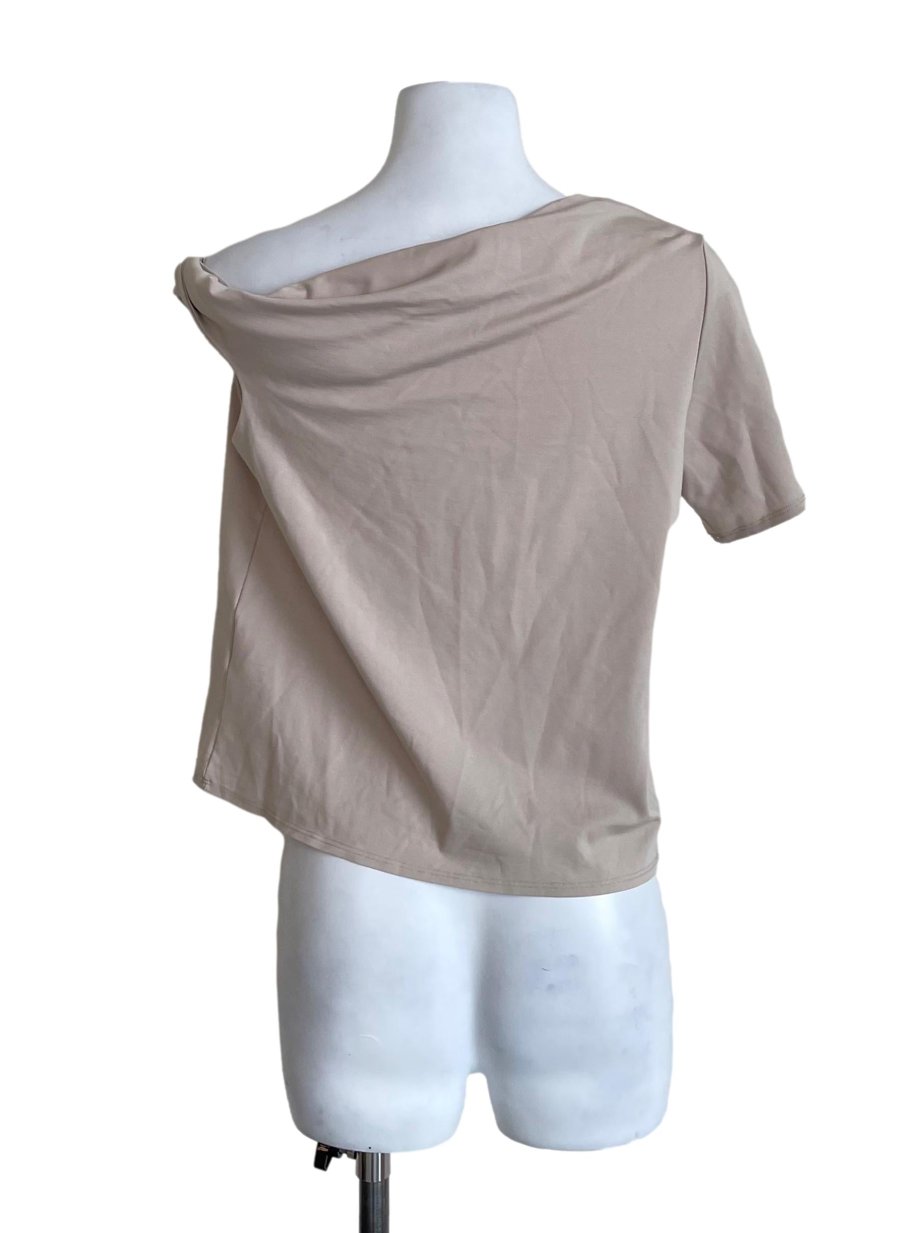 Light Beige Asymmetrical Neck Toga Top