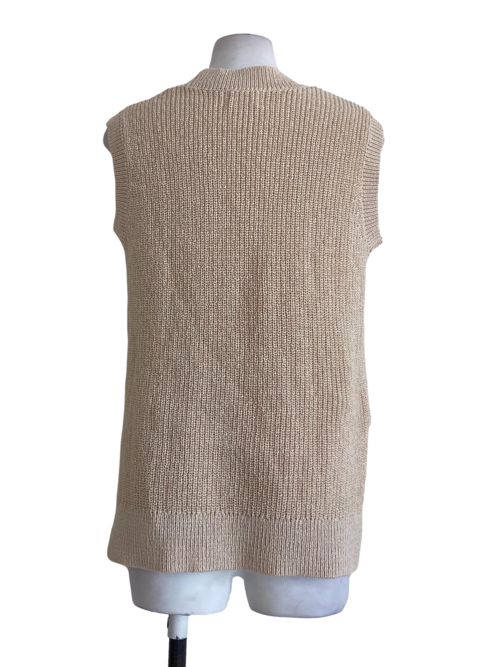Linen Beige Stretchable Sleeveless Top OSN