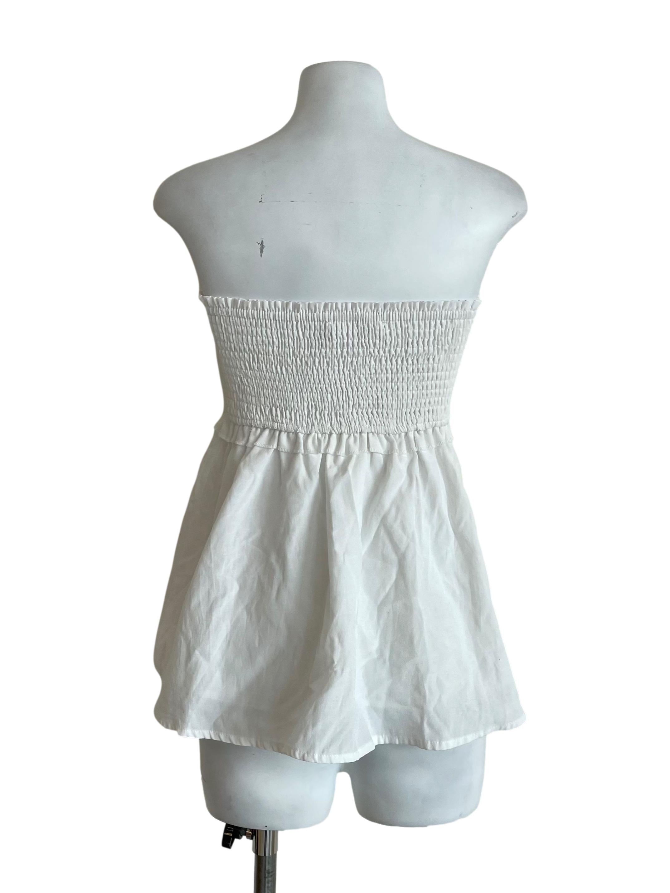 White Shirred Tube Top