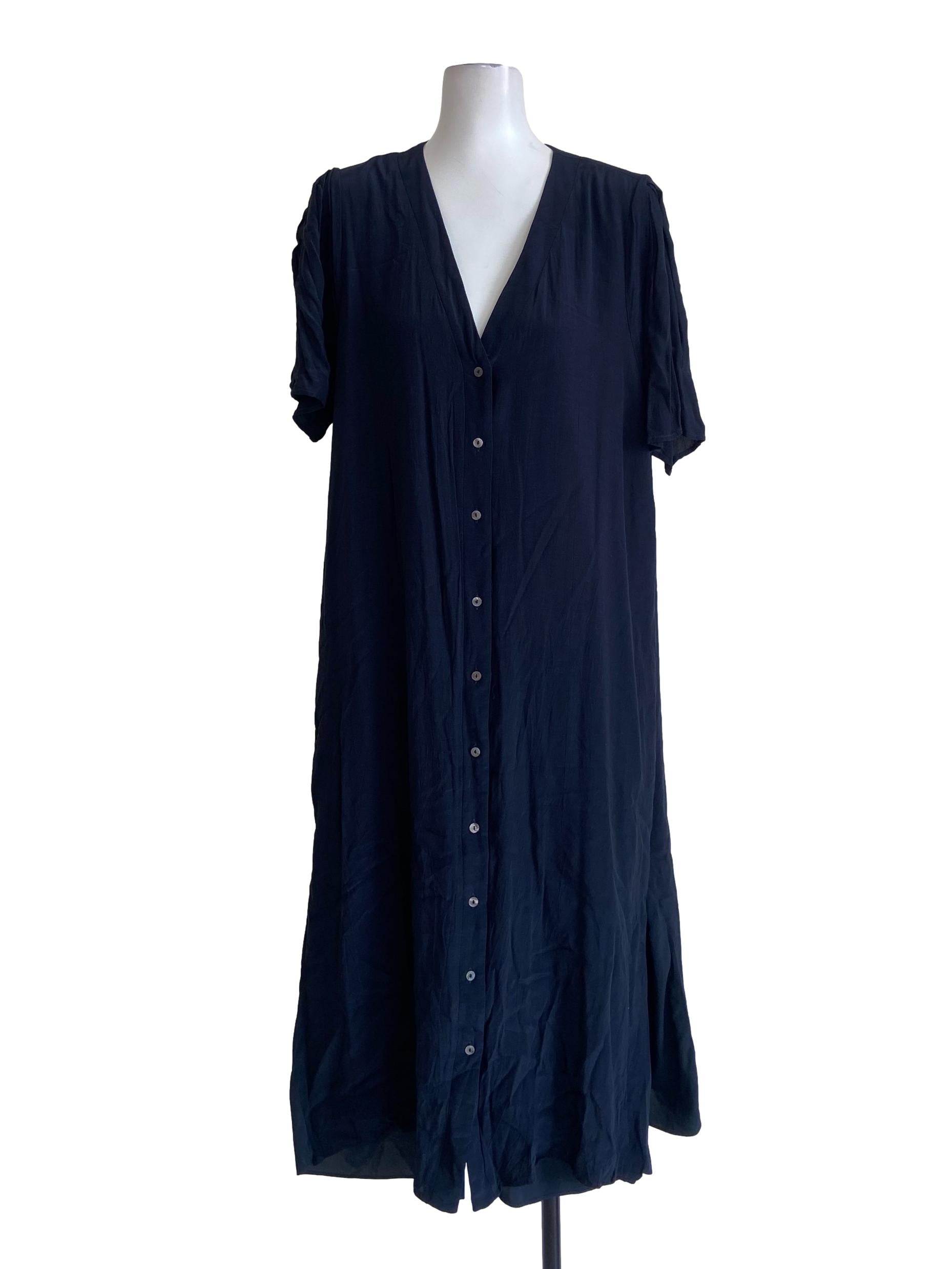 Pleat Sleeve Button Down Dress OSN