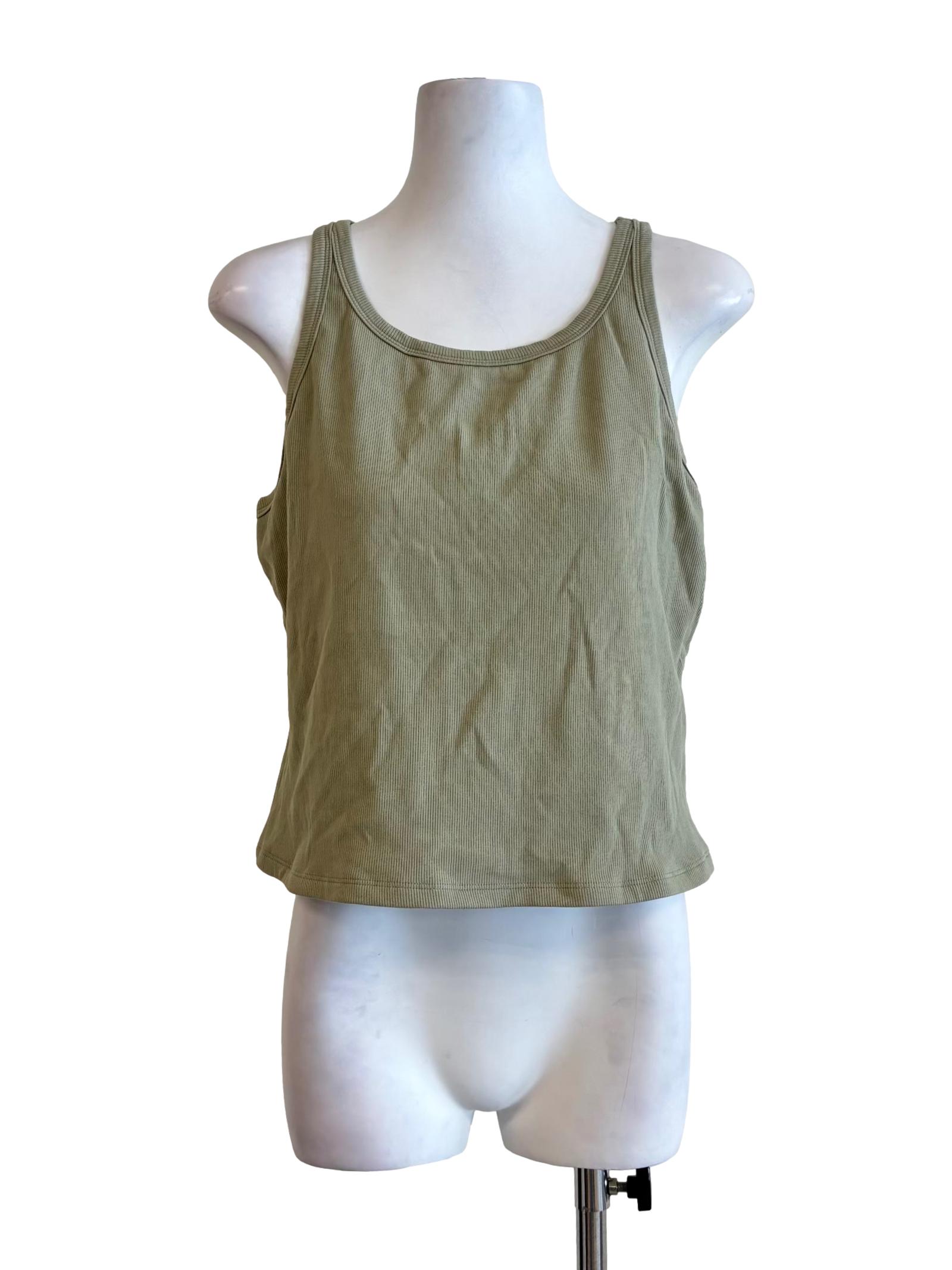 Sage Green Scoop Ribbed Tank Top
