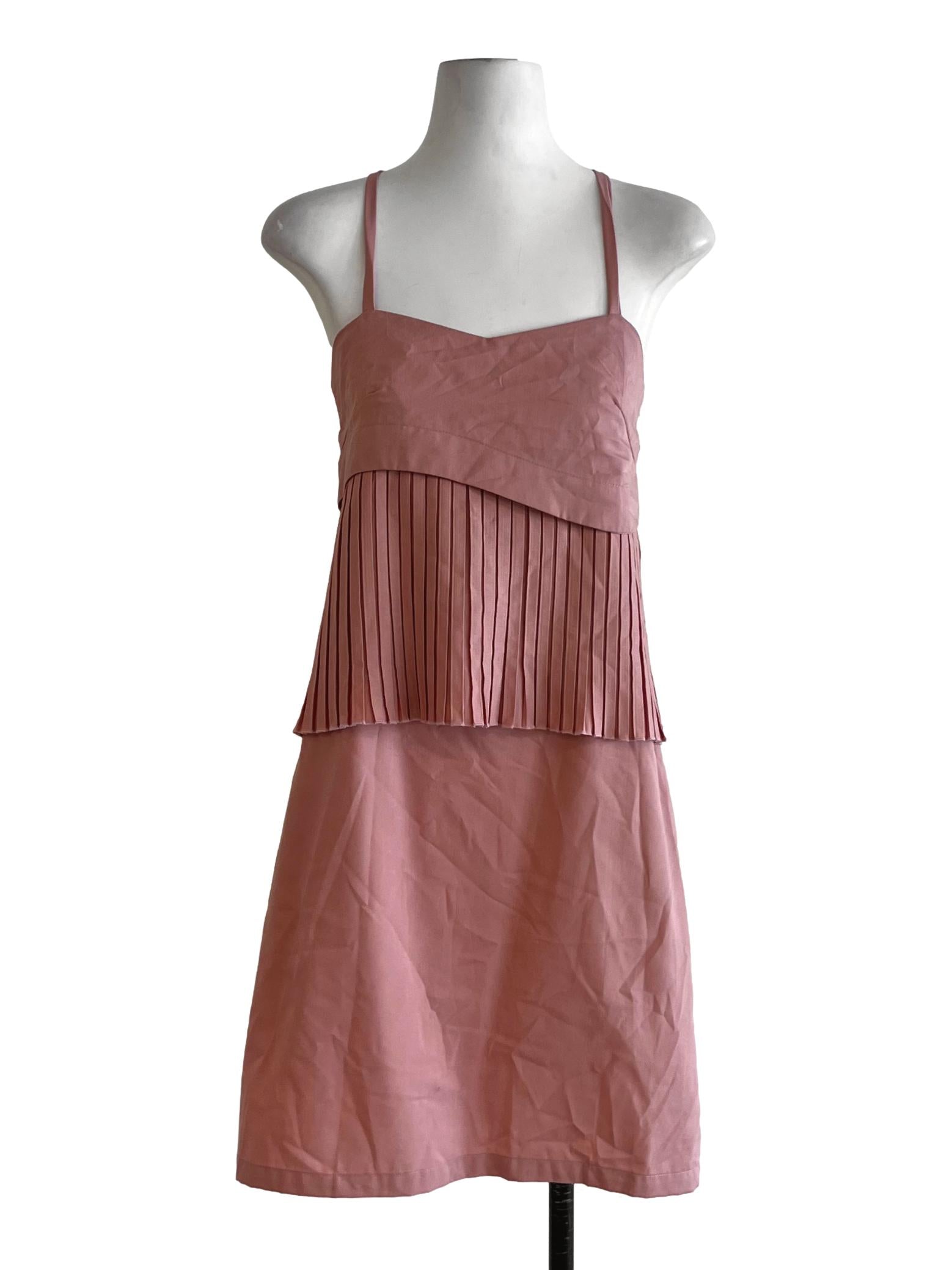 Blush Pink Spaghetti Strap A-Line Dress