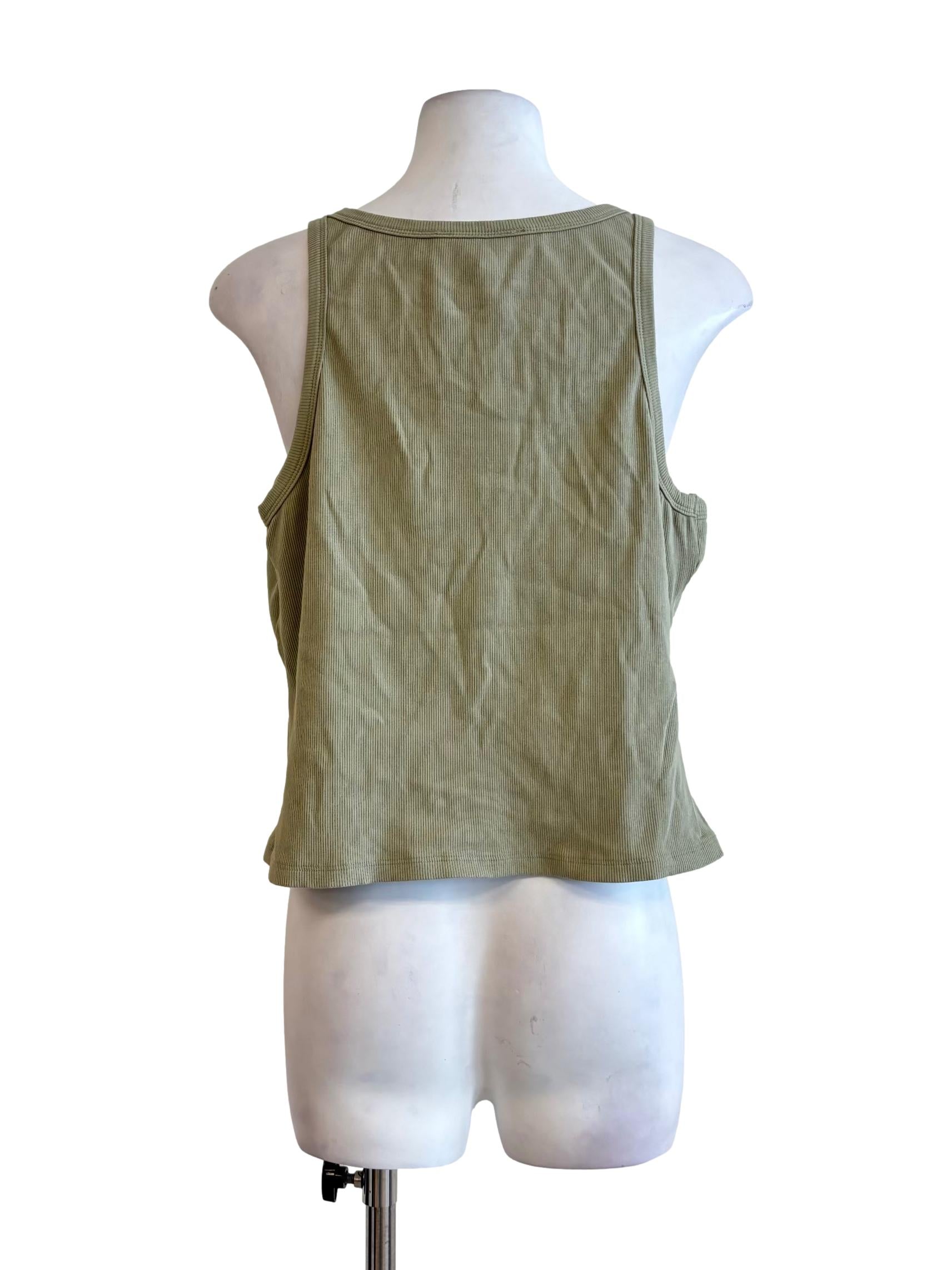 Sage Green Scoop Ribbed Tank Top