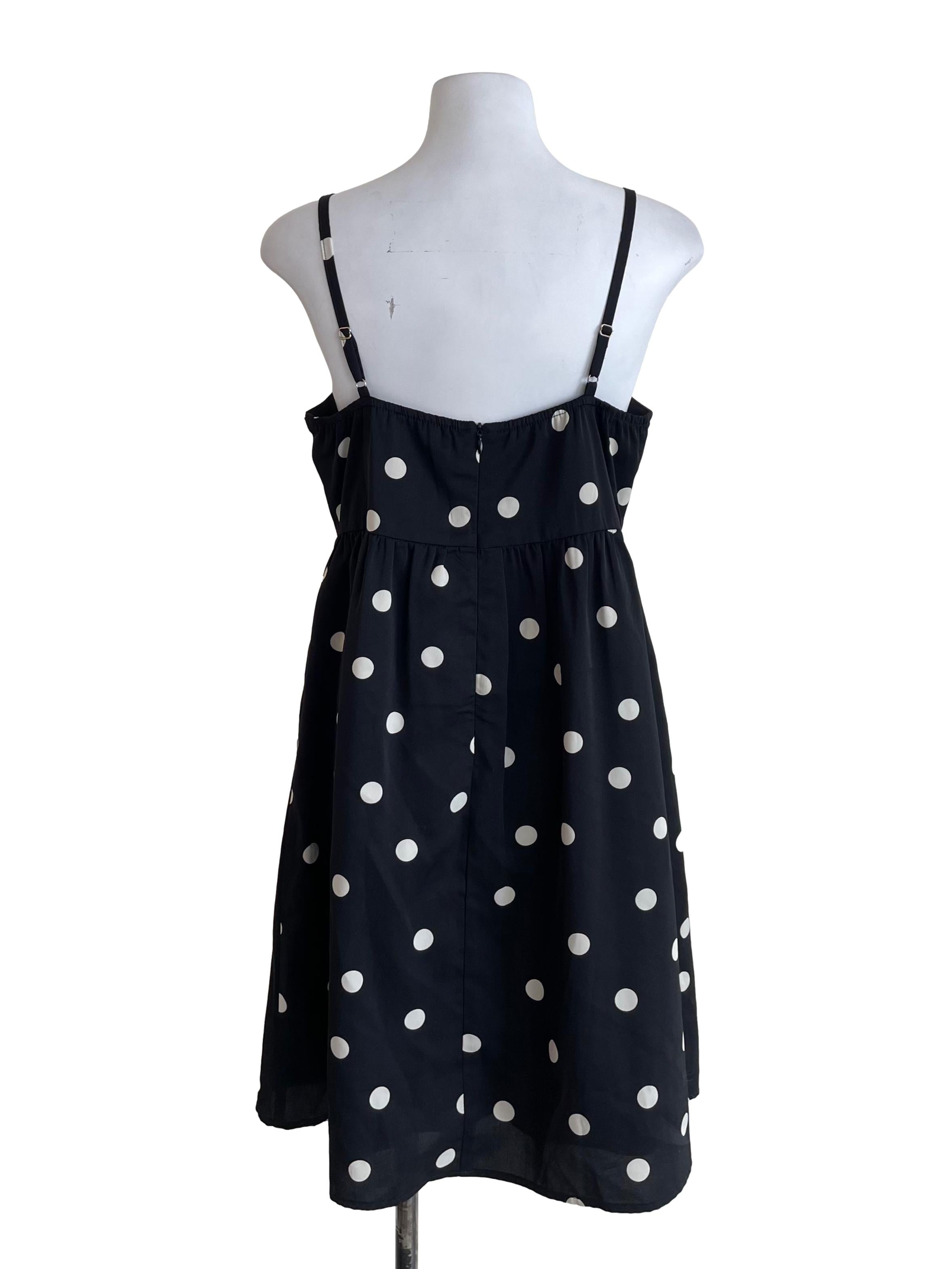 Black Polkadot Babydoll Cami Dress