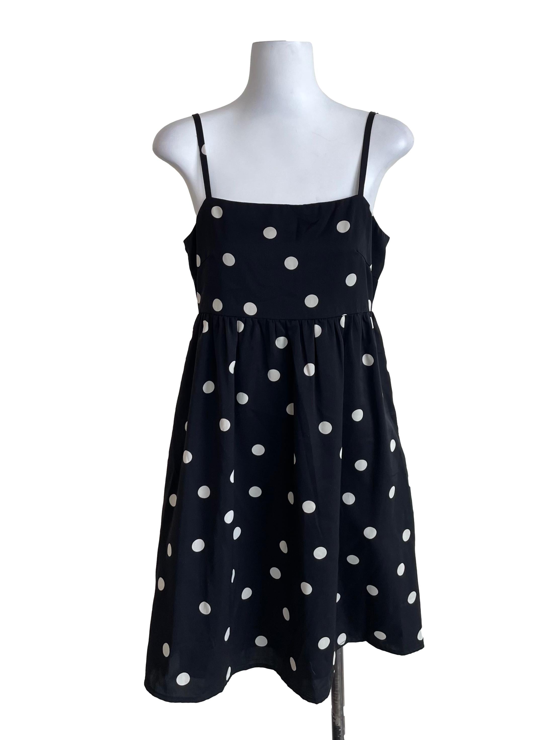 Black Polkadot Babydoll Cami Dress