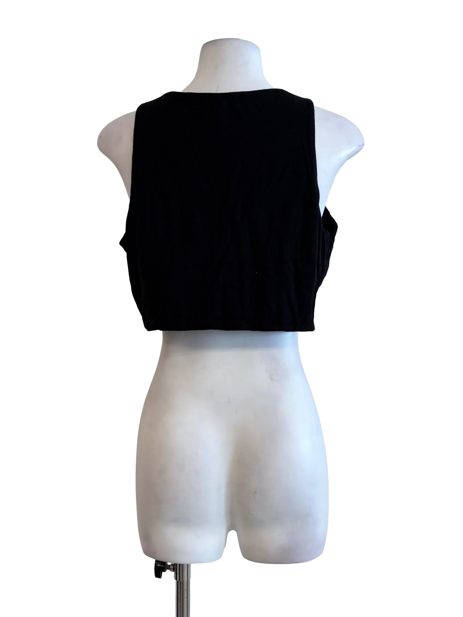 Rich Black Round Neck Tank Top