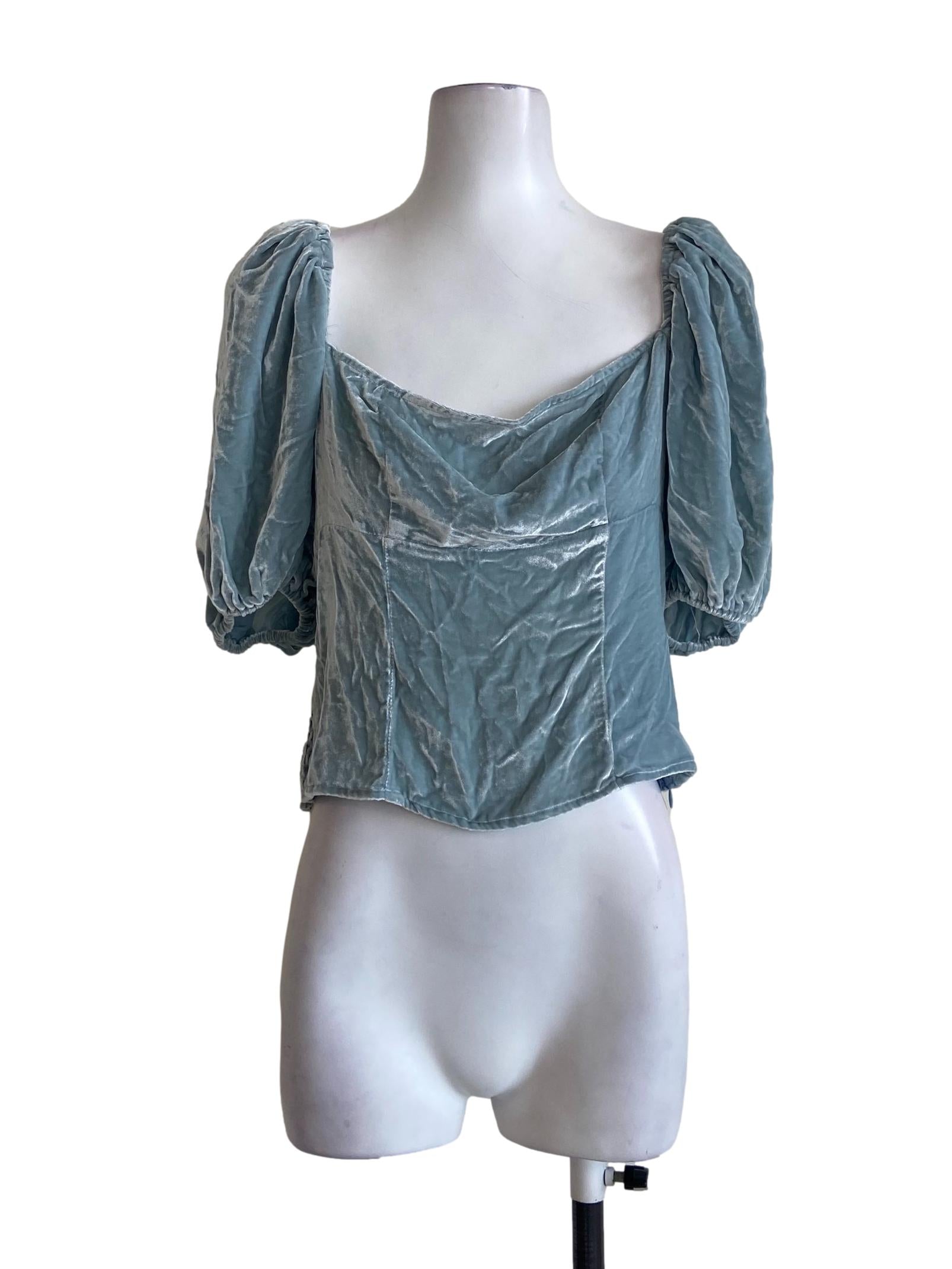 Snow Blue Stretchable Square Neck Top