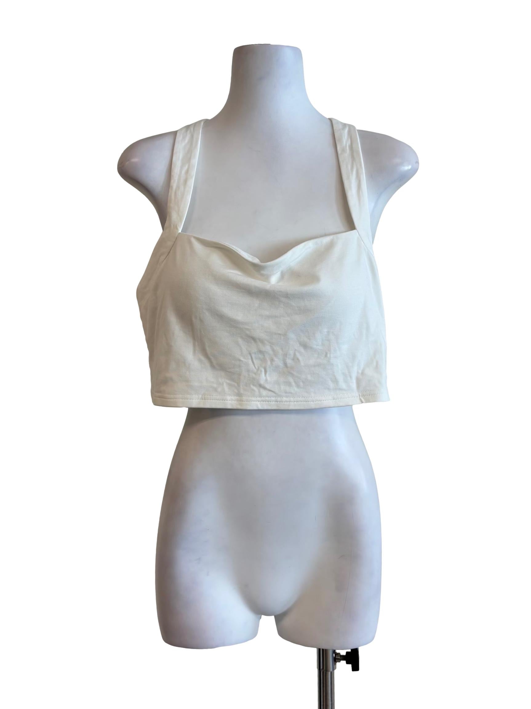 Powder White Sweetheart Crop Top