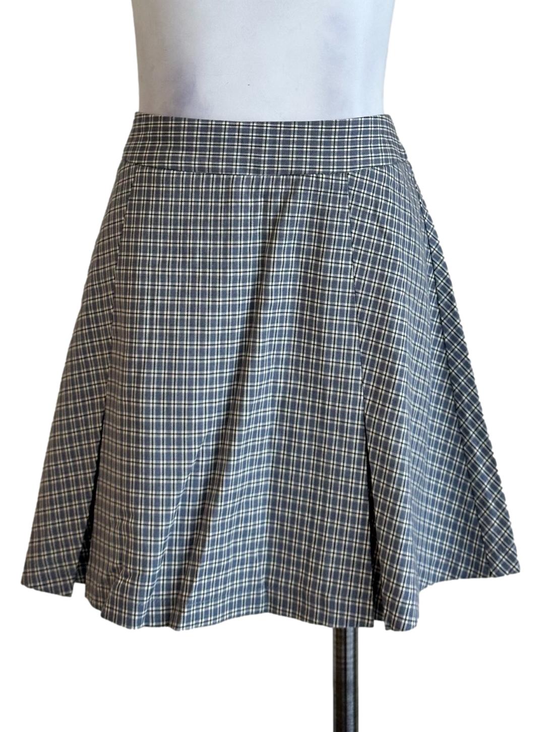 Powder Blue Gingham Pattern Skort