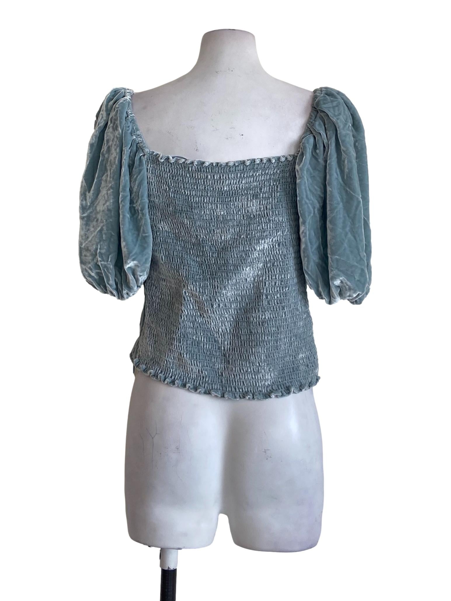 Snow Blue Stretchable Square Neck Top