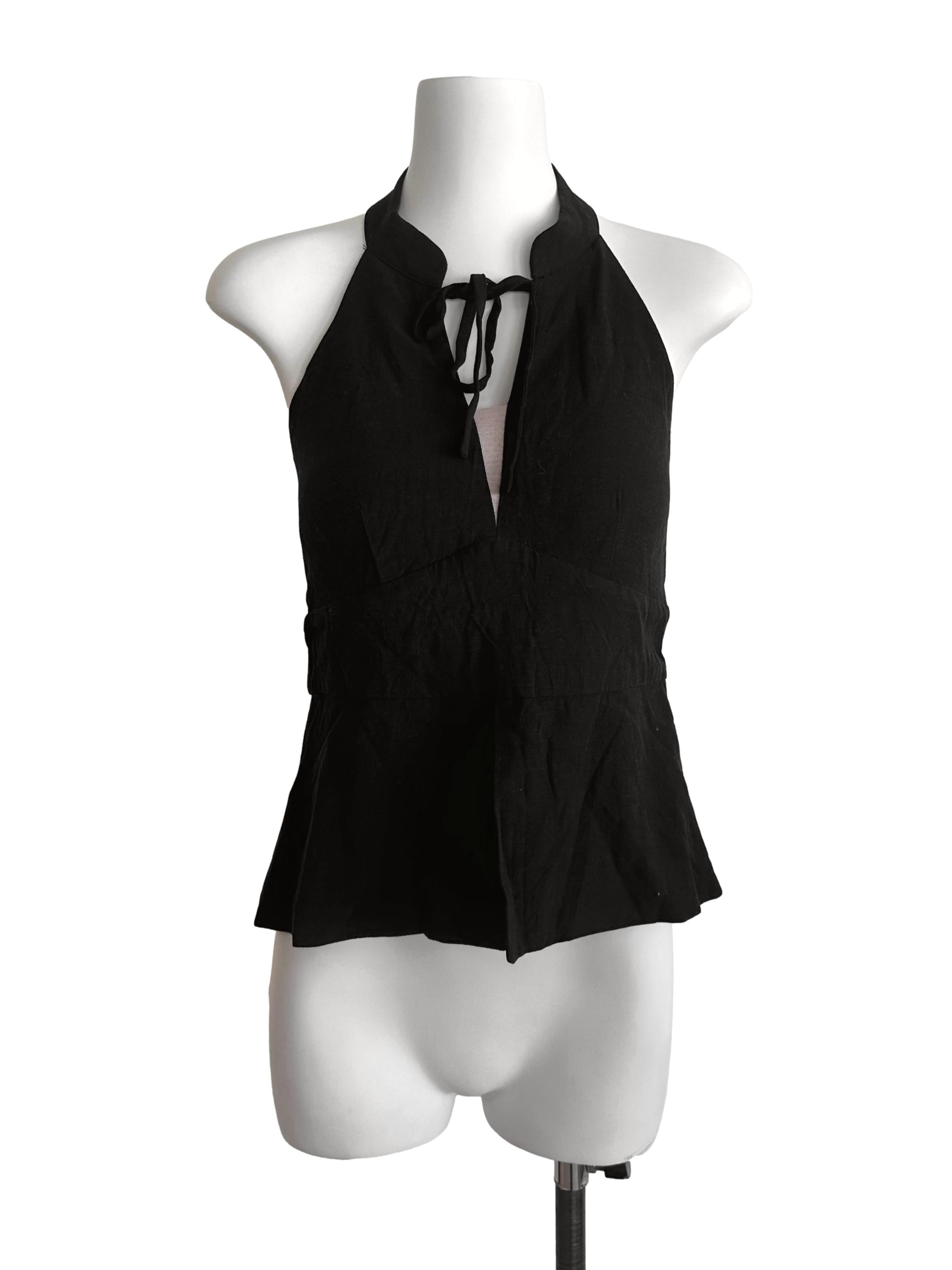 Midnight Blue Front Tie Halter Top TCL
