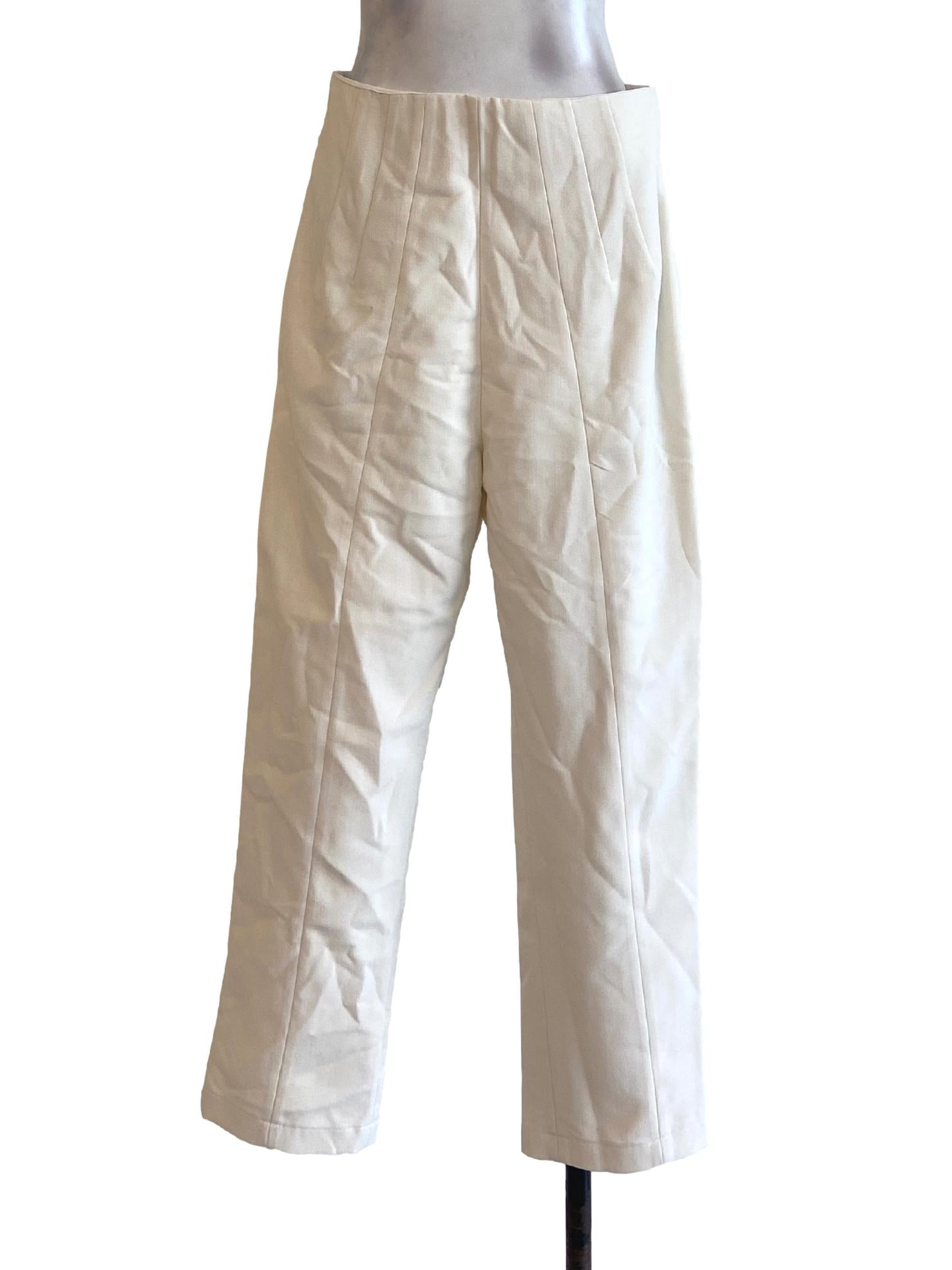 White High Waist Pegged Formal Pants
