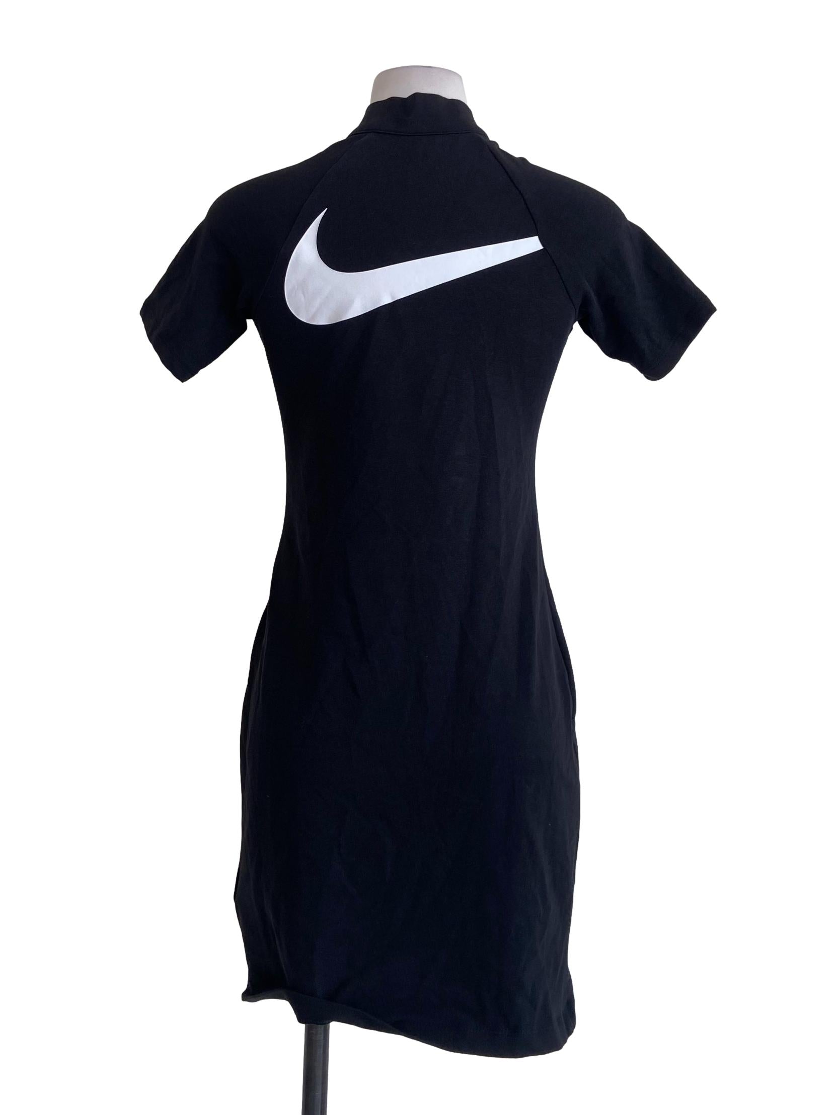 Black Half Zipper Twill Bodycon Dress