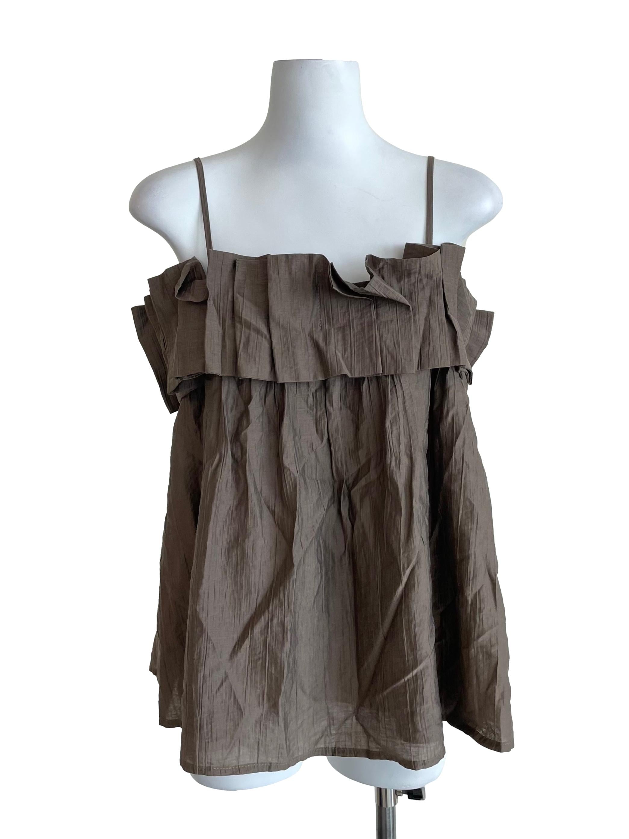 Ash Wood Pleated Loose Camisole