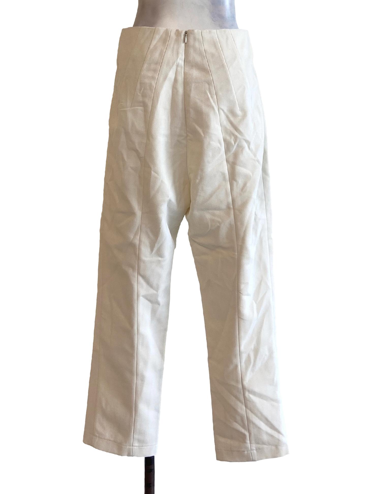 White High Waist Pegged Formal Pants