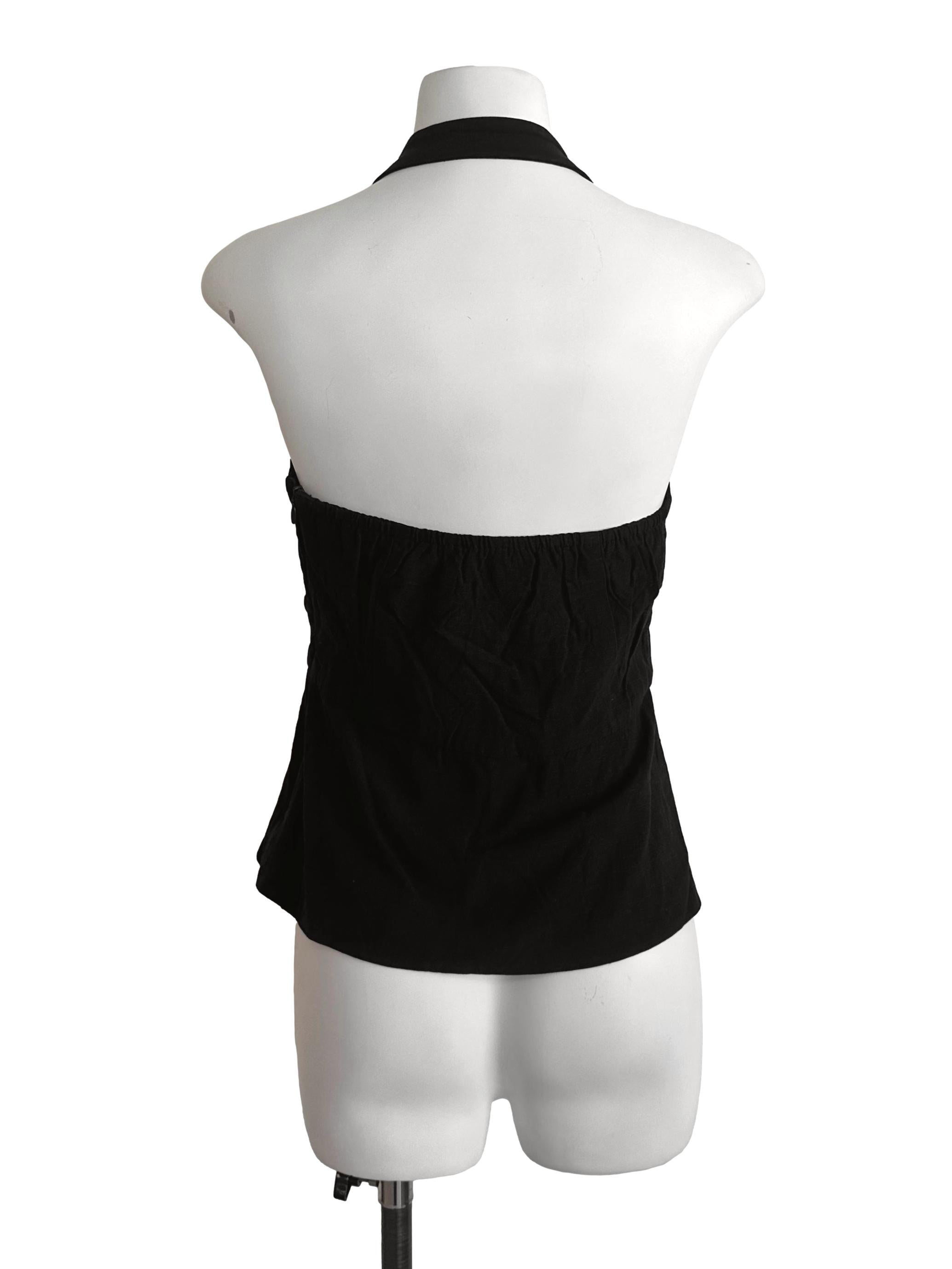 Midnight Blue Front Tie Halter Top TCL