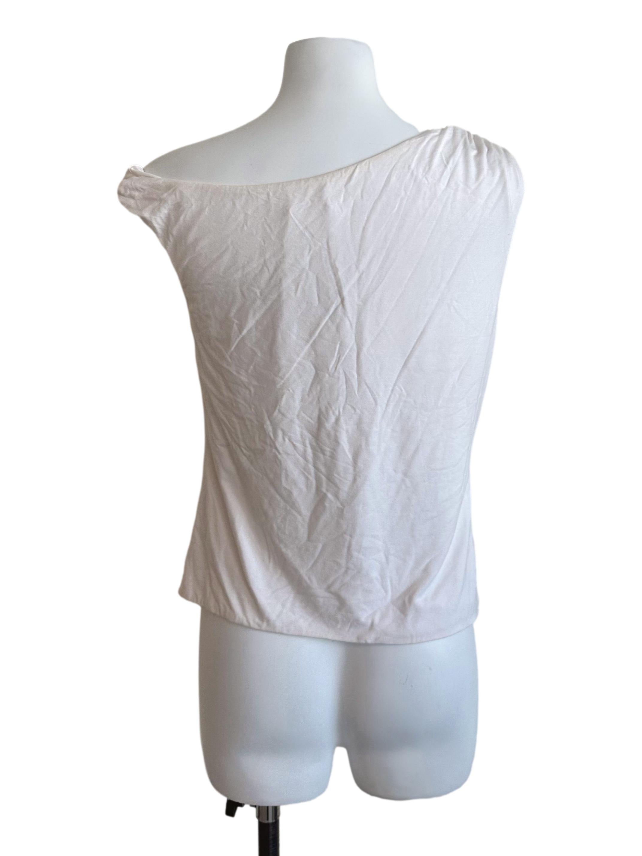 Ash White Asymmetric Off Shoulder Top TCL
