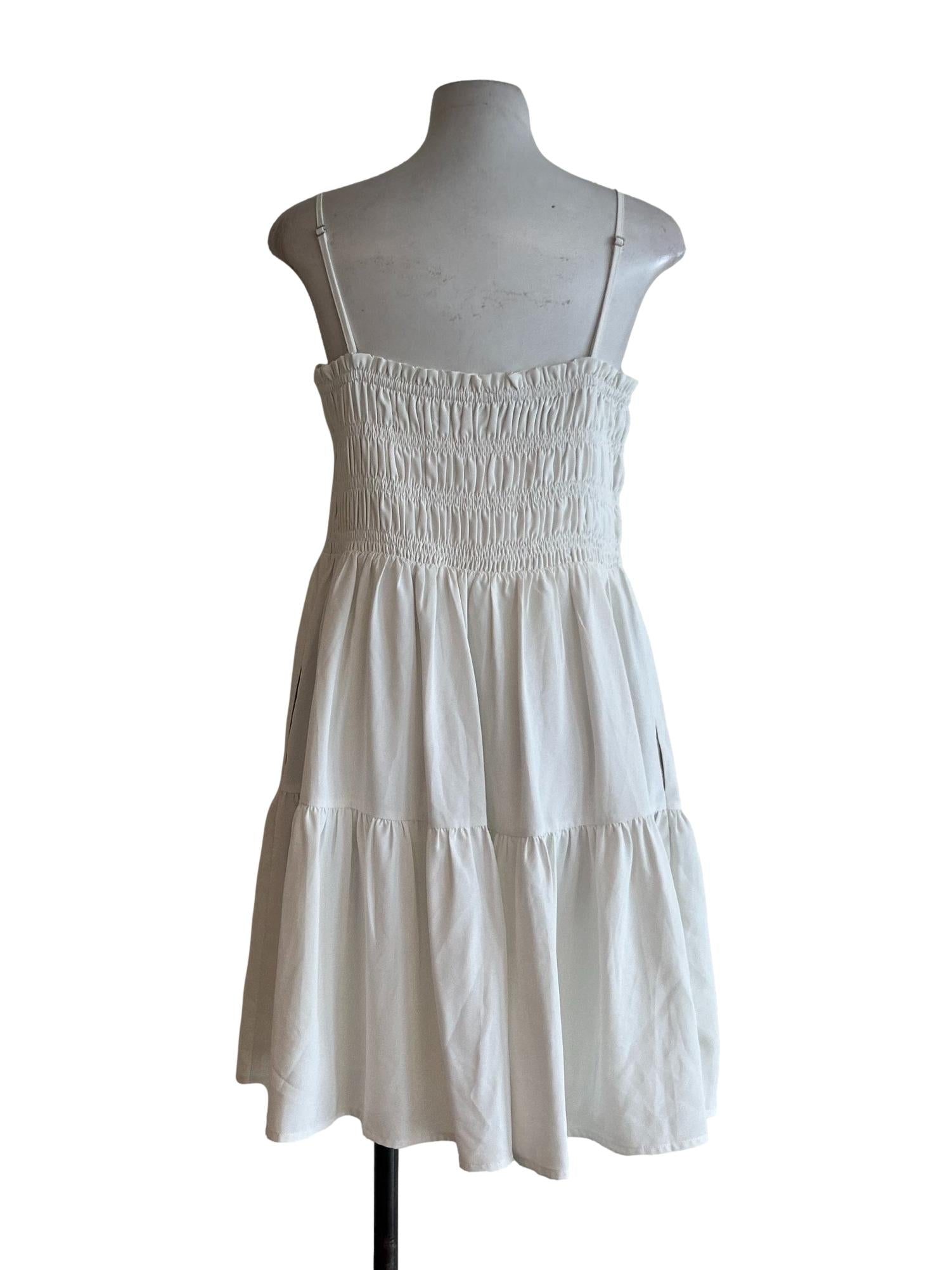 Pearl White Cami Smocked Dress