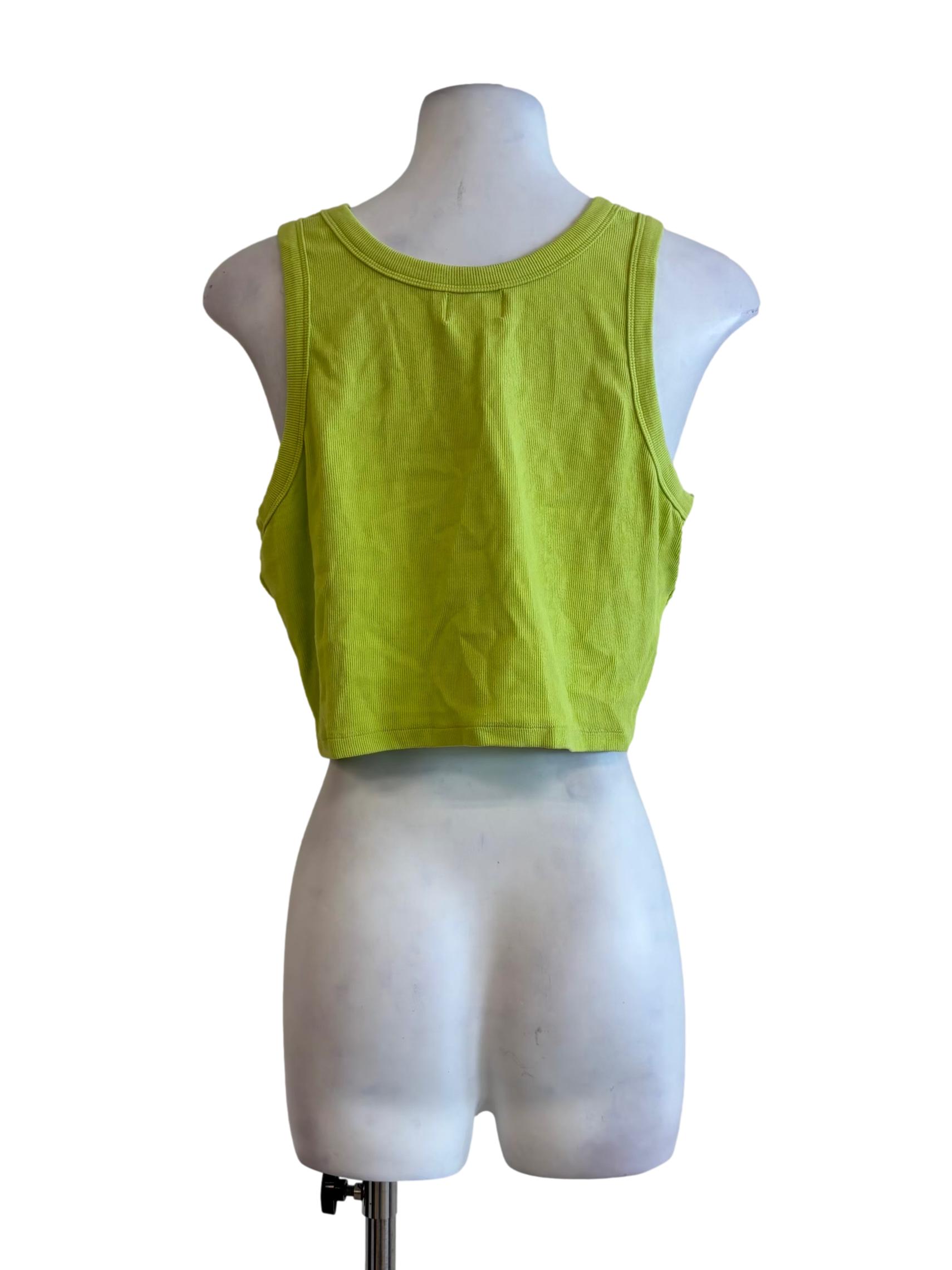 Chartreuse Round Neck Ribbed Top