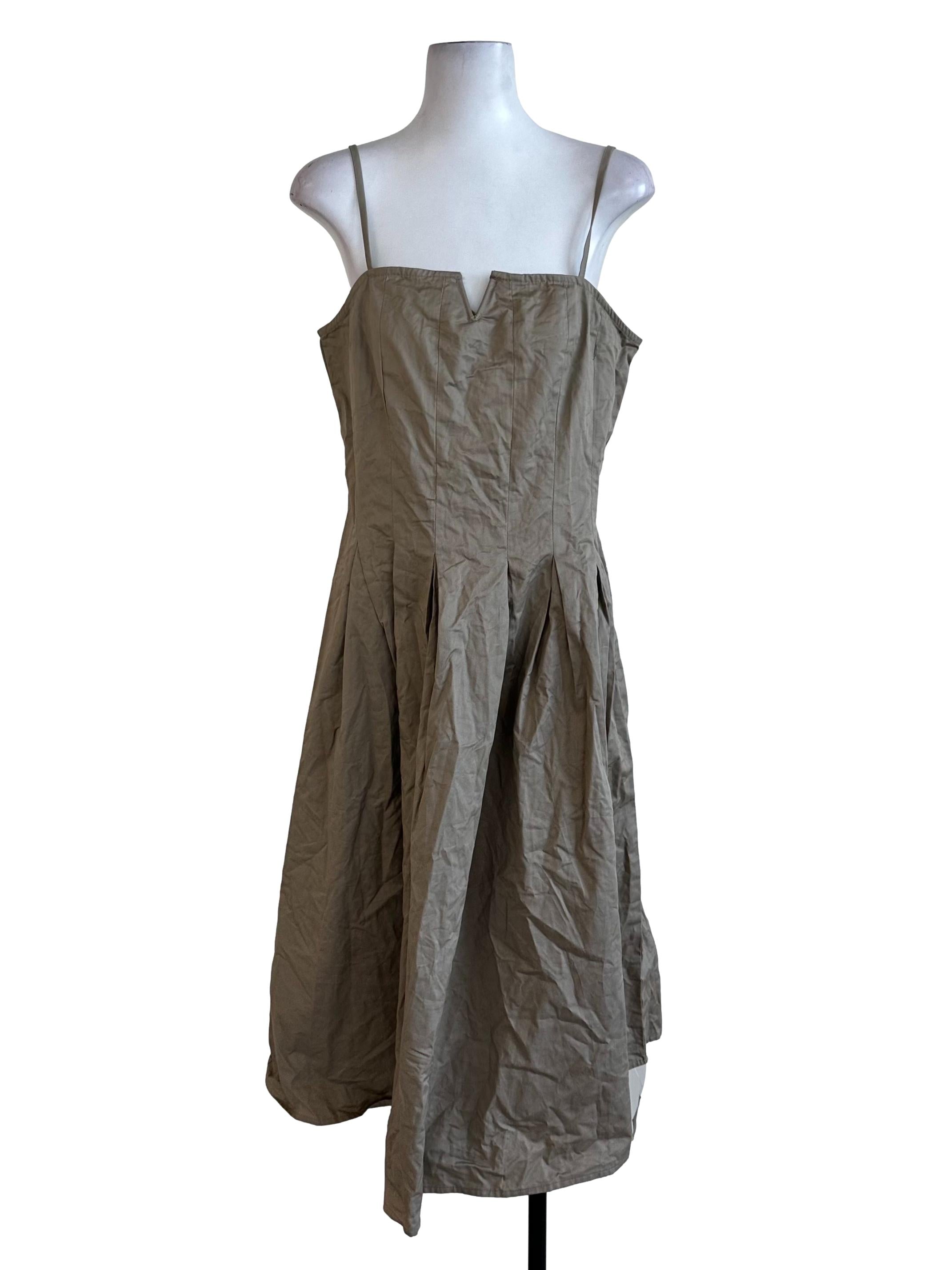 Khaki Beige Plain Dress