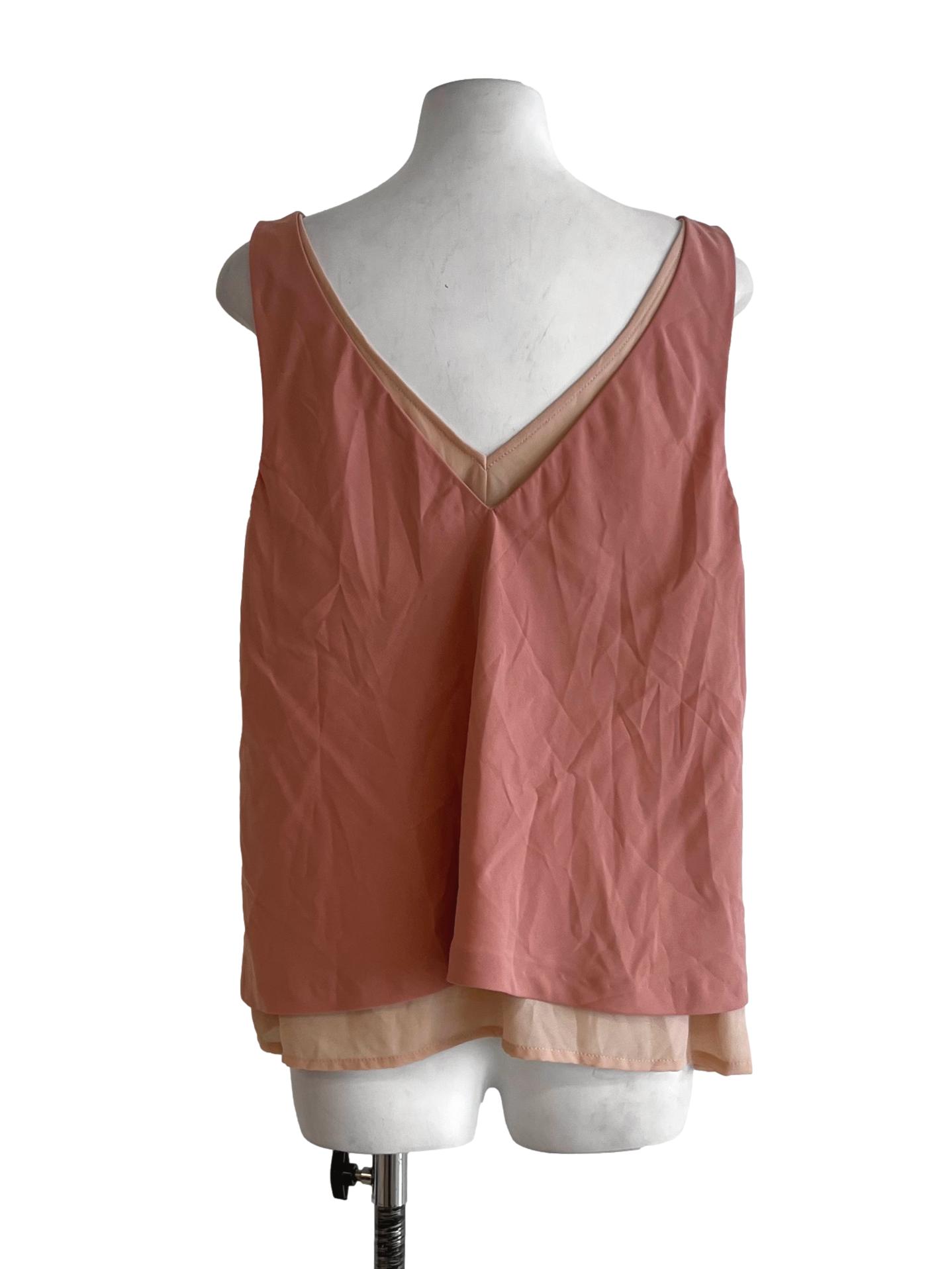 Peach Pink V-Neckline Sleeveless Top