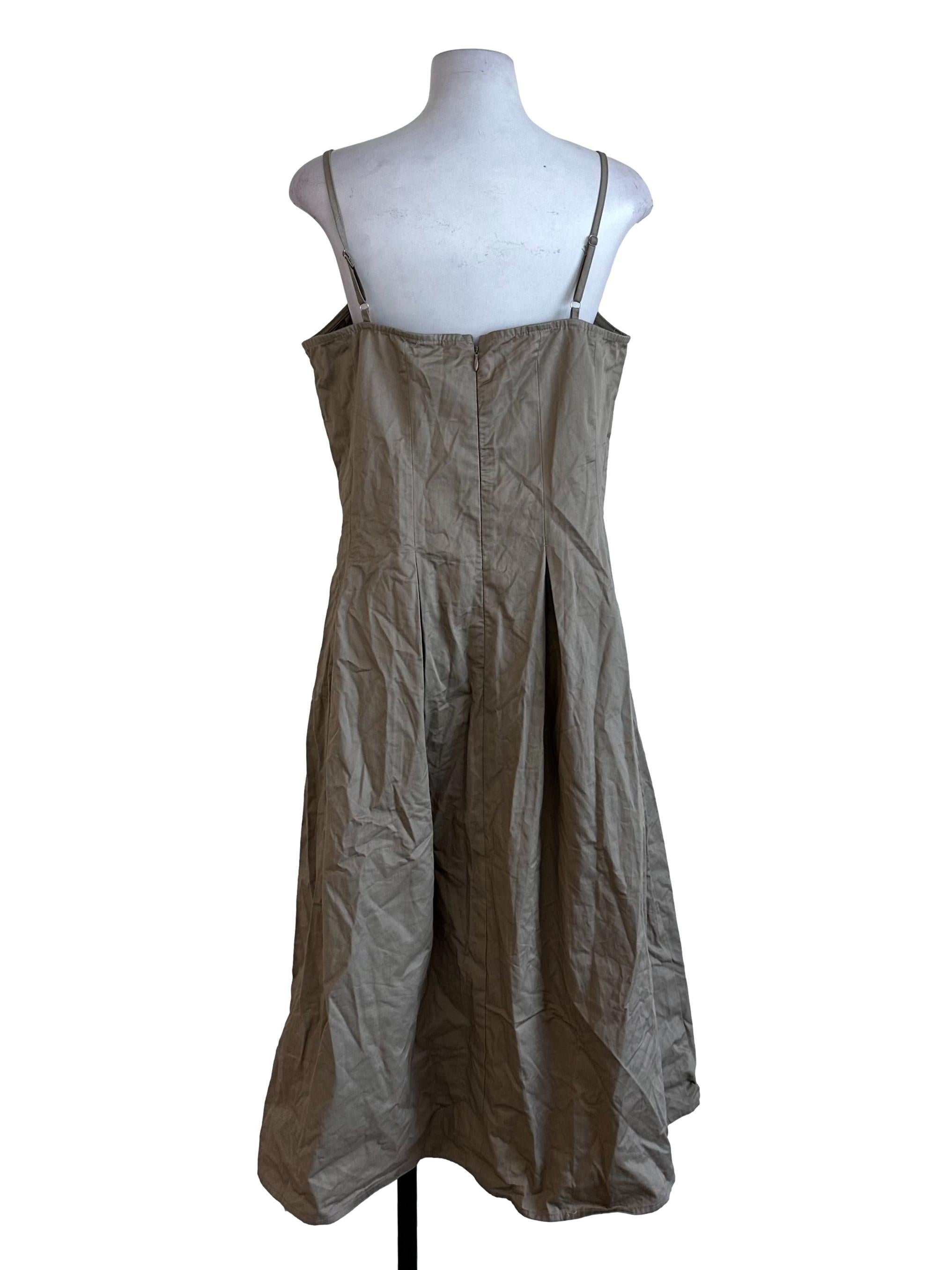 Khaki Beige Plain Dress