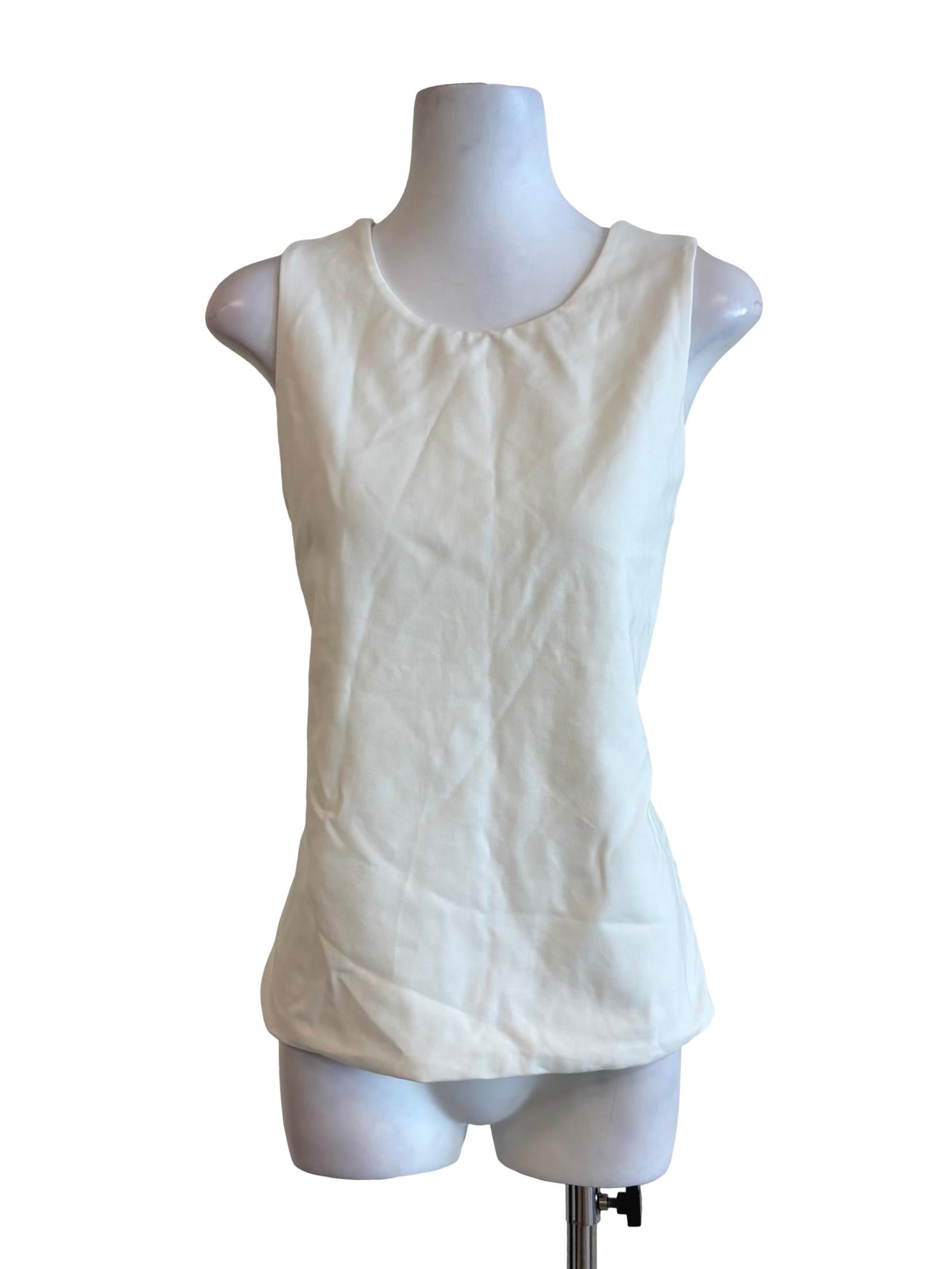 Pearl White Cross Back Sleeveless Top