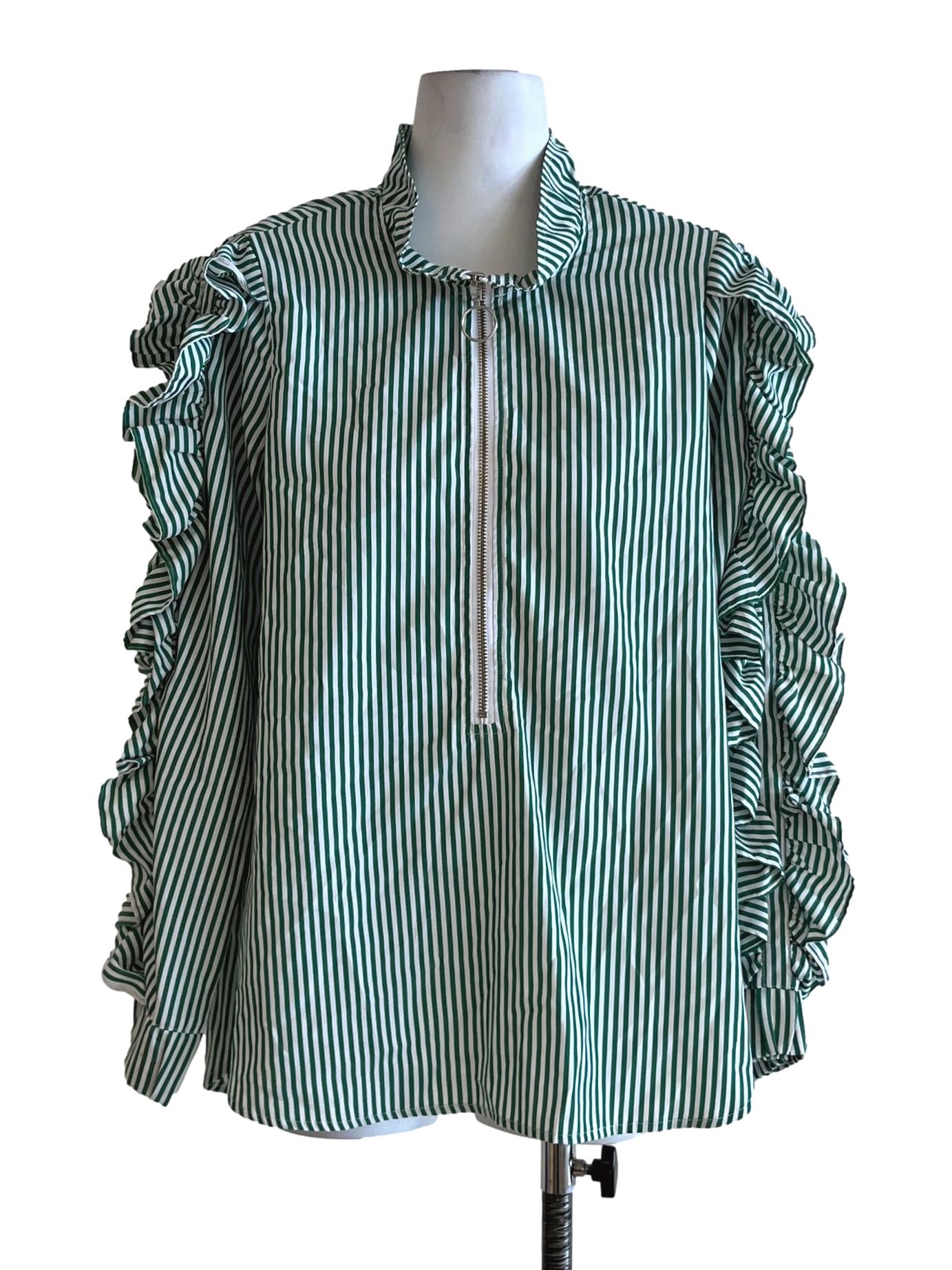 Pickle Green Bengal Stripe Blouse