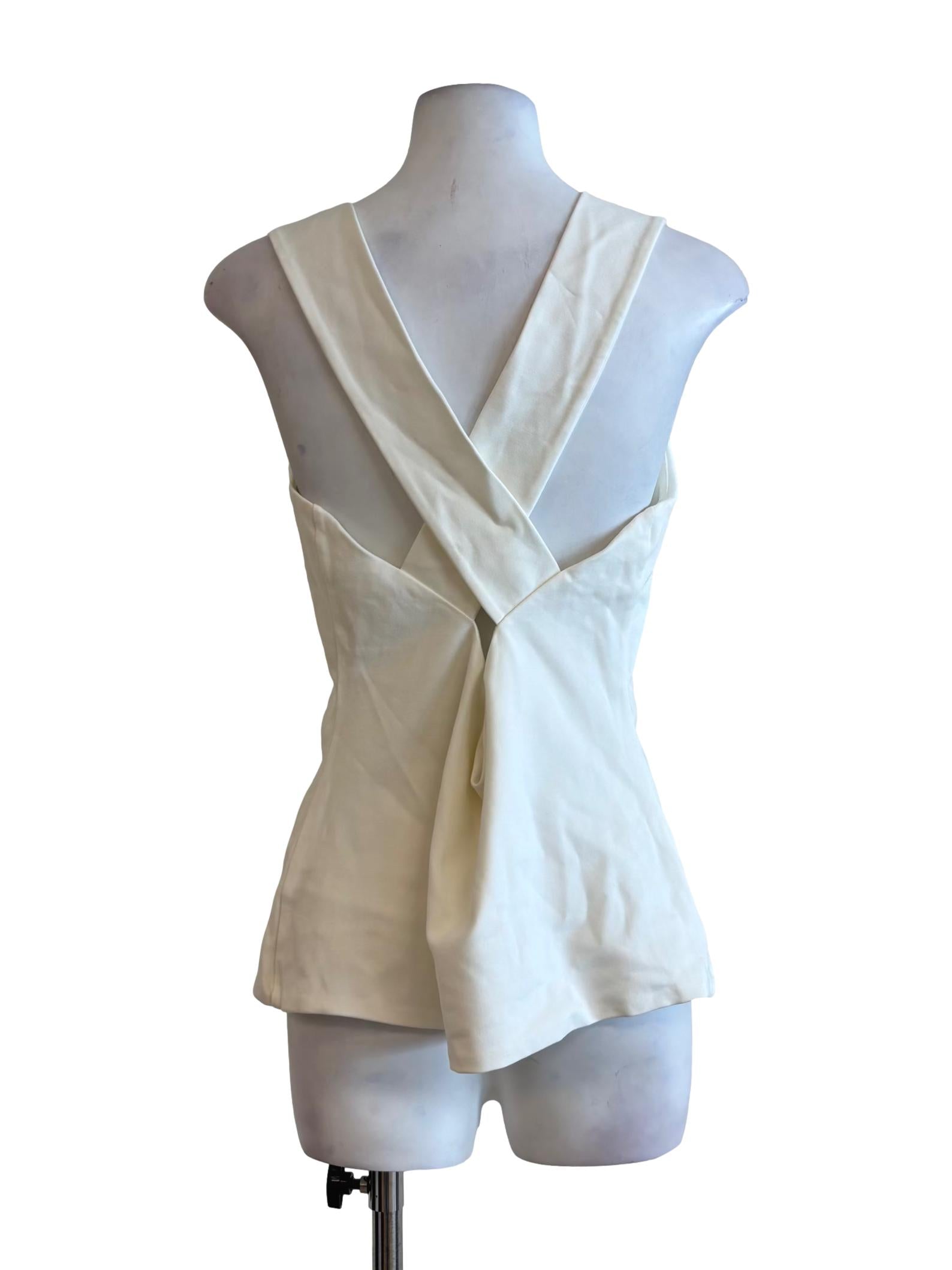 Pearl White Cross Back Sleeveless Top