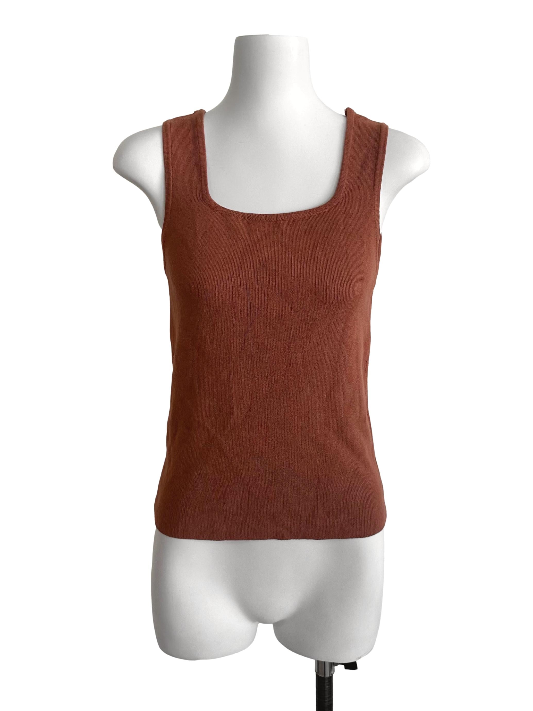 Brick Brown Square Neck Tank Top TCL