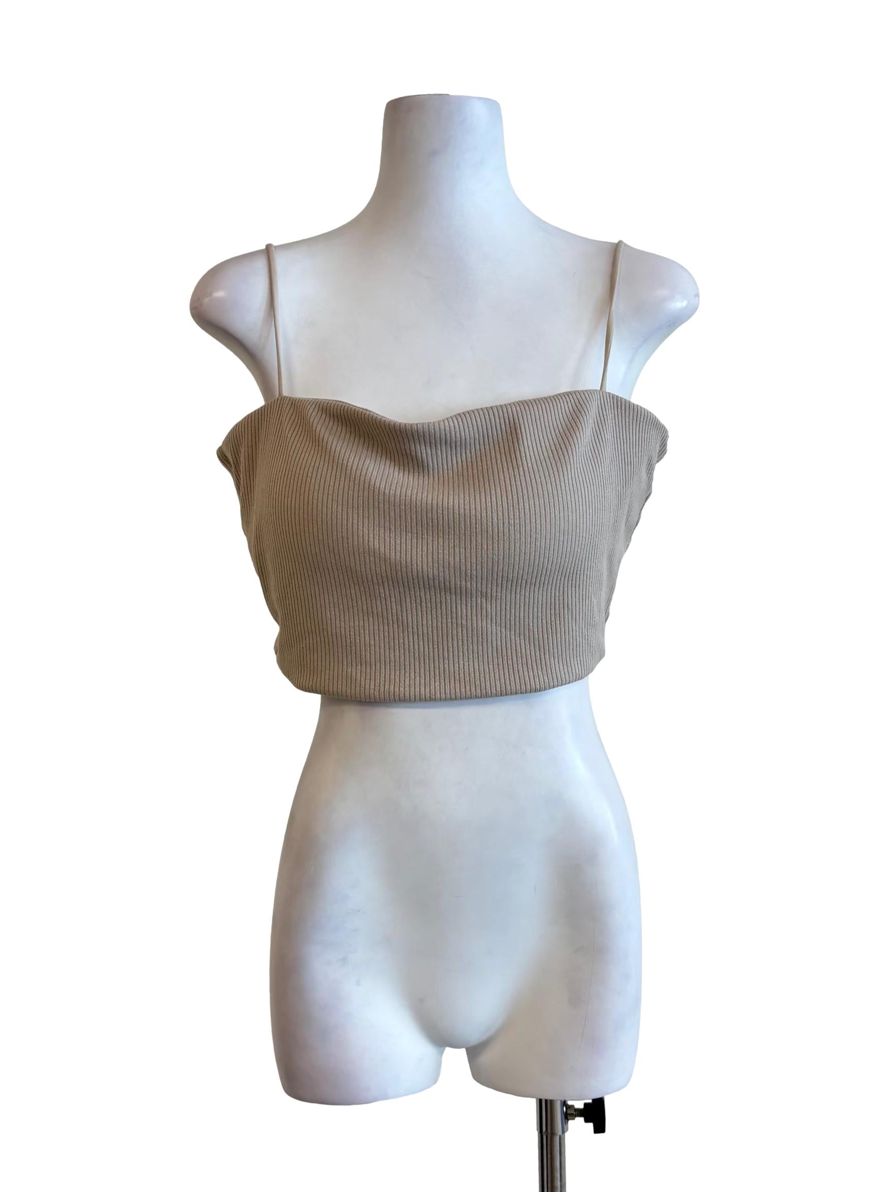 Khaki Padded Ribbed Camisole