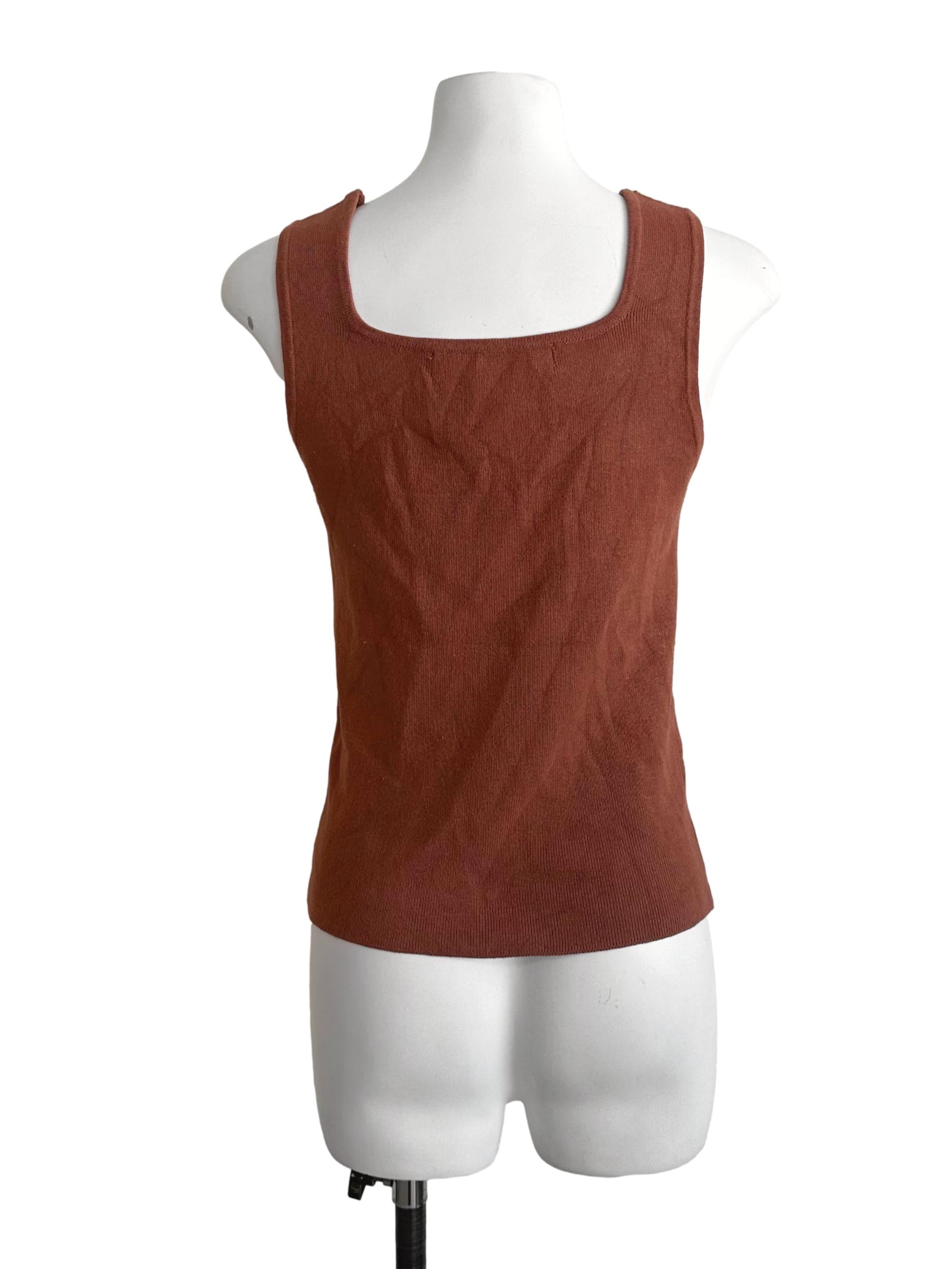 Brick Brown Square Neck Tank Top TCL