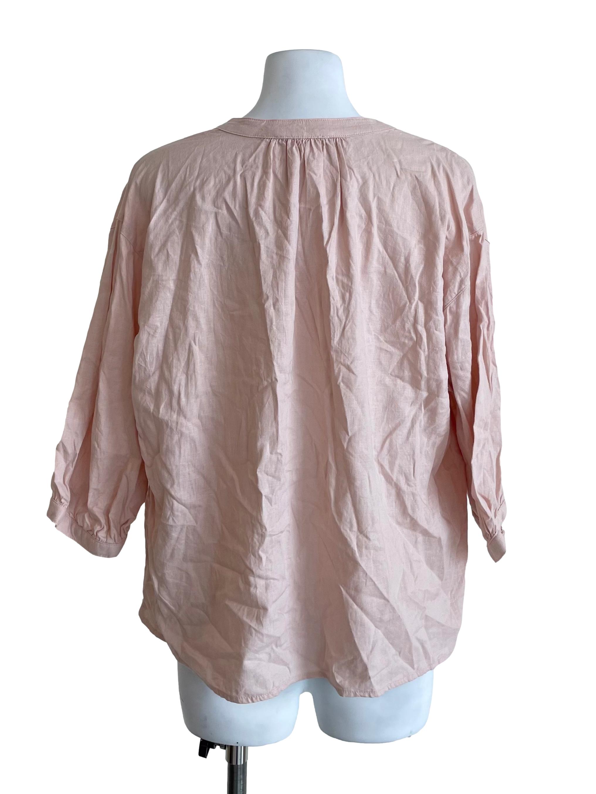 Pale Blush Draped Peasant Top