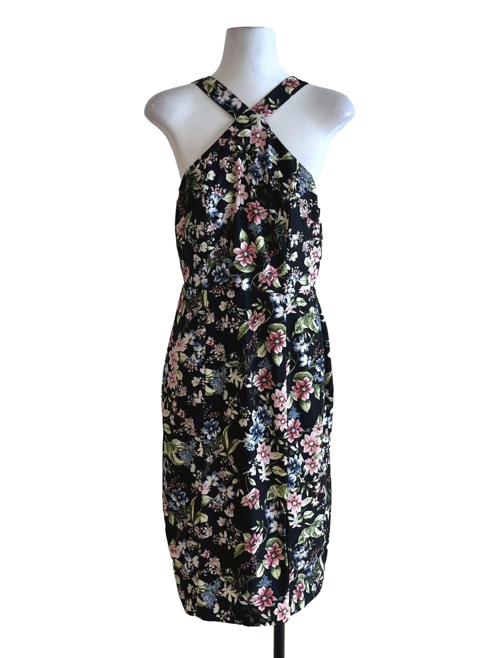 Black Floral A-Line Dress