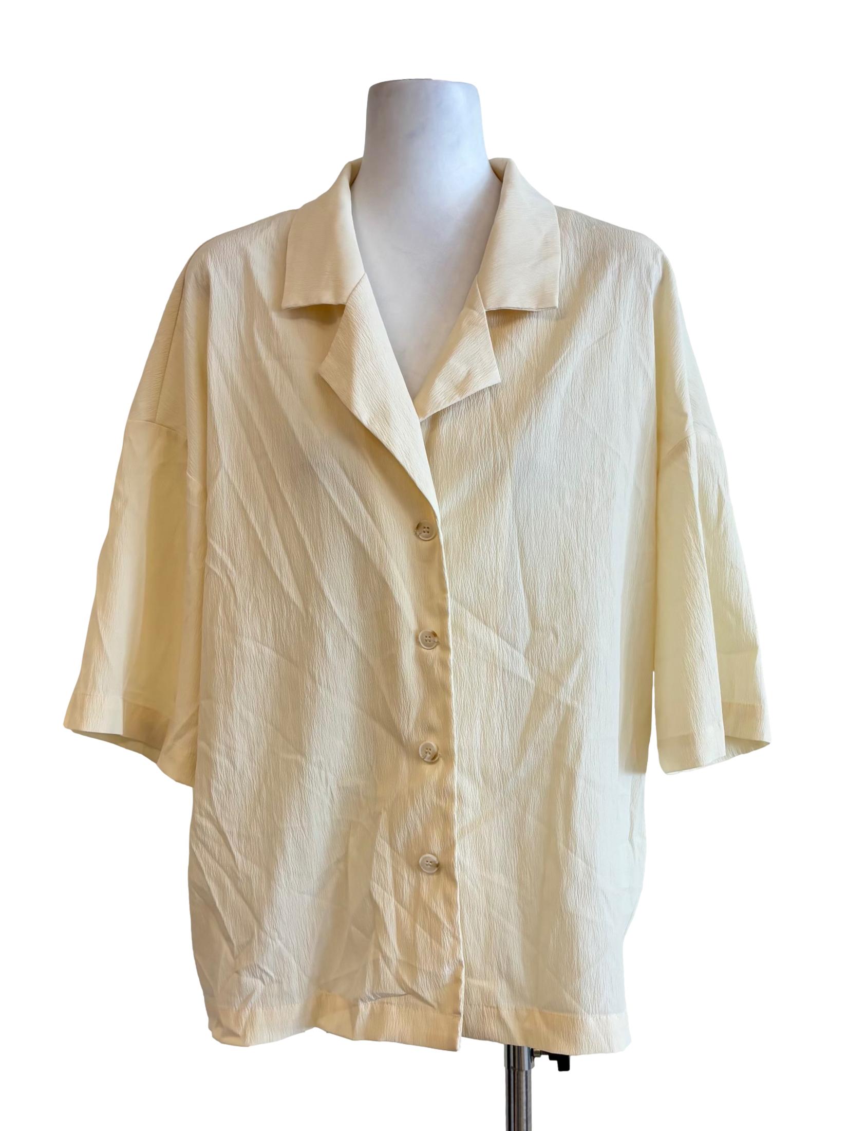 Cornsilk Yellow Textured Buttoned Shirt